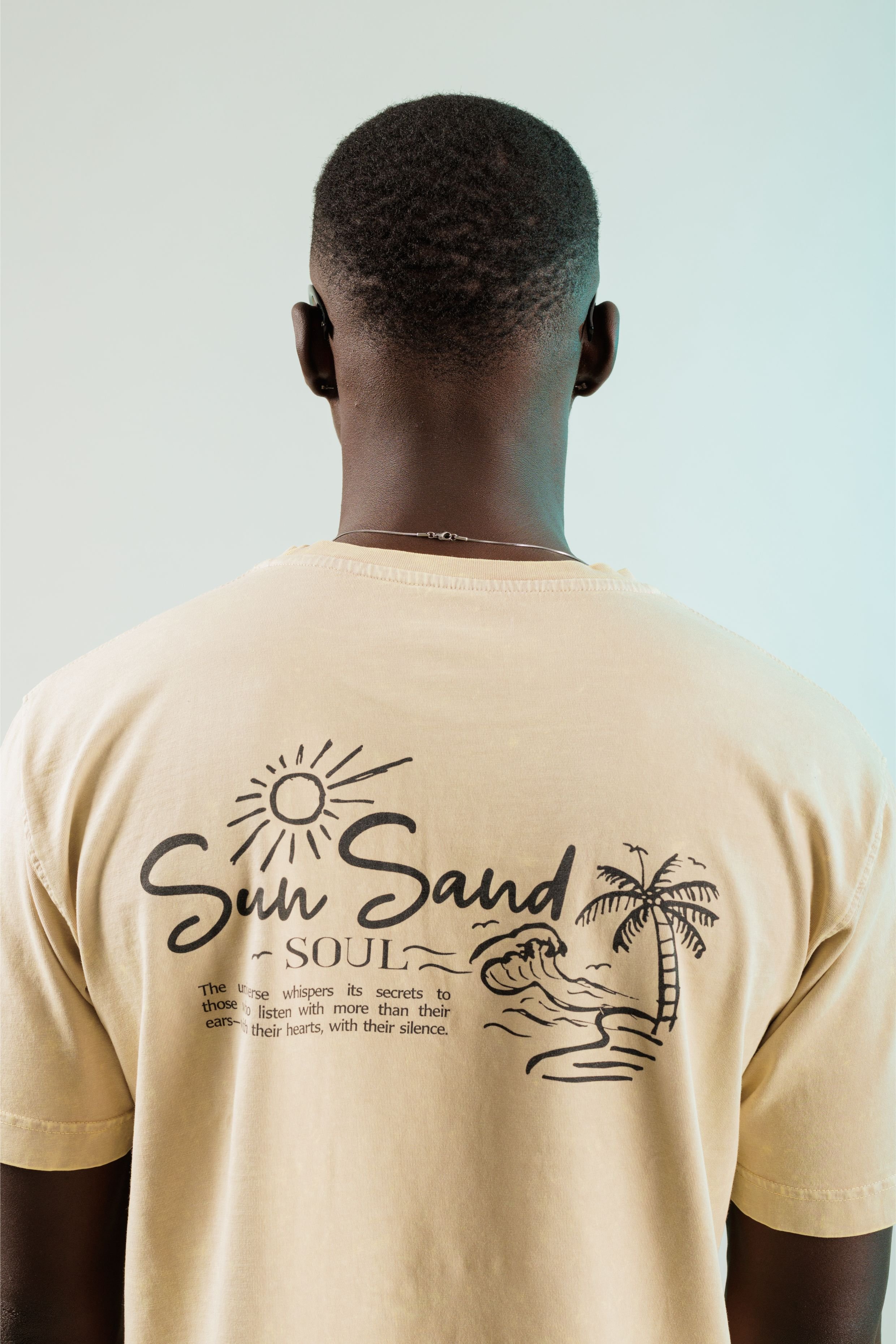 Sun Sand Soul Soft Bej Yıkamalı Oversize Tshirt