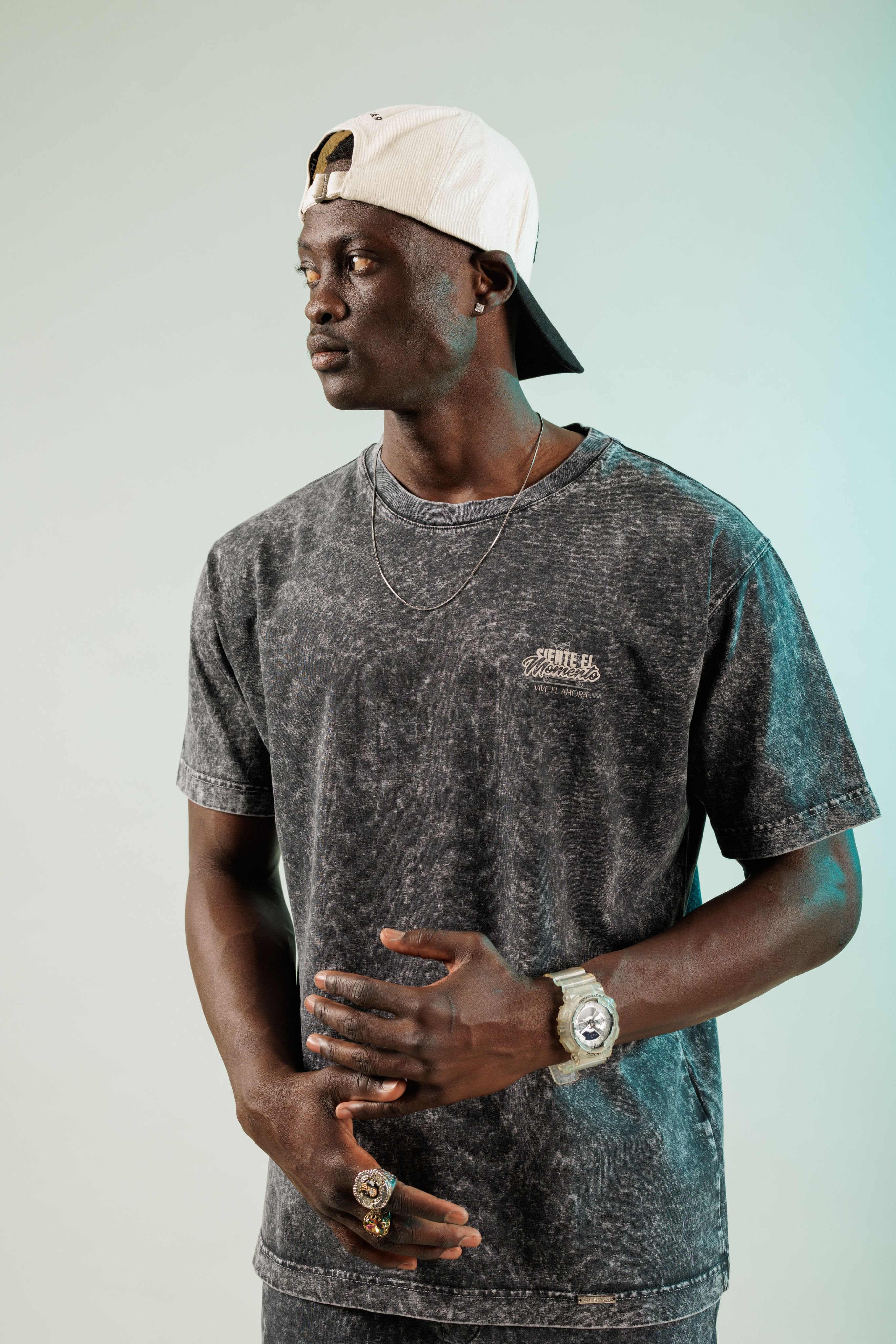 Siente El Momento Dark Black Yıkamalı Oversize Tshirt