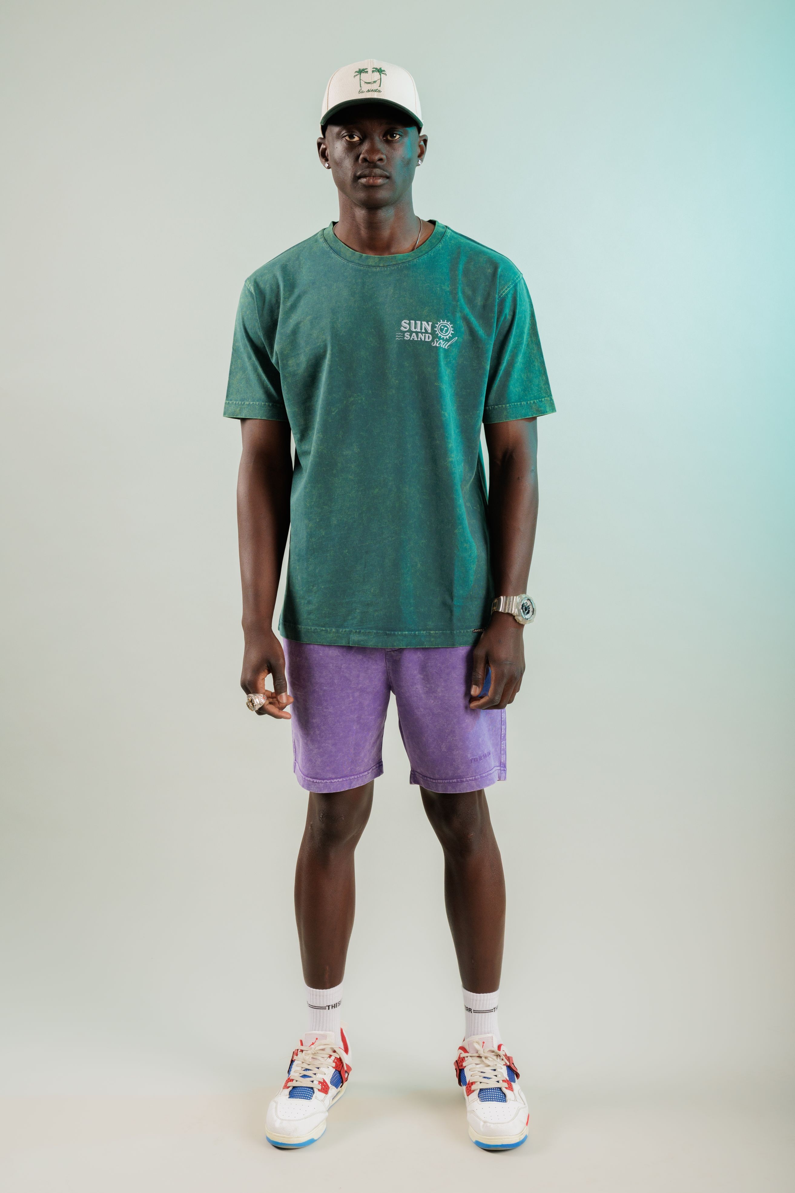 Sun Sand Soul Oil Green Yıkamalı Oversize Tshirt