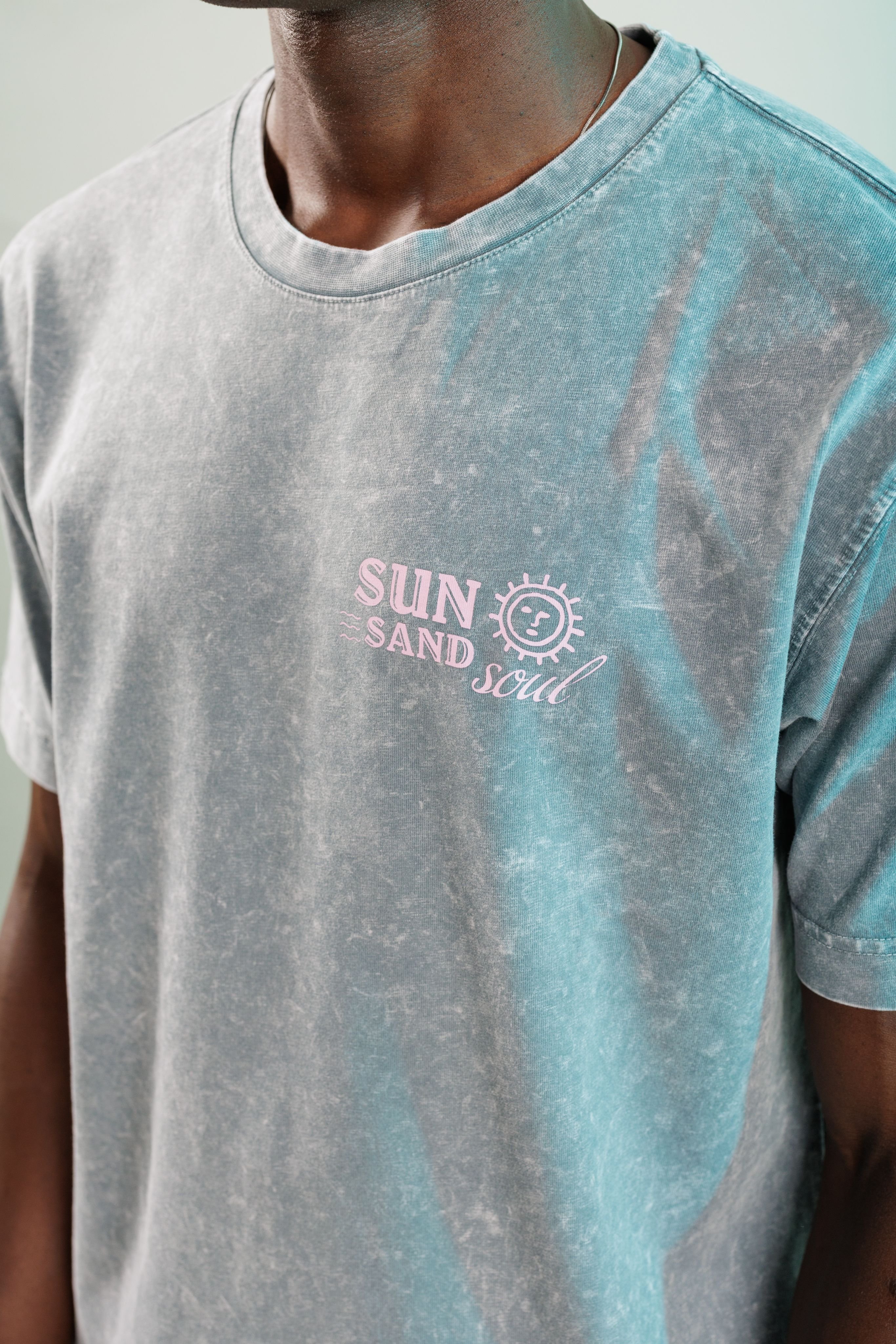 Sun Sand Soul Antrasit Yıkamalı Oversize Tshirt