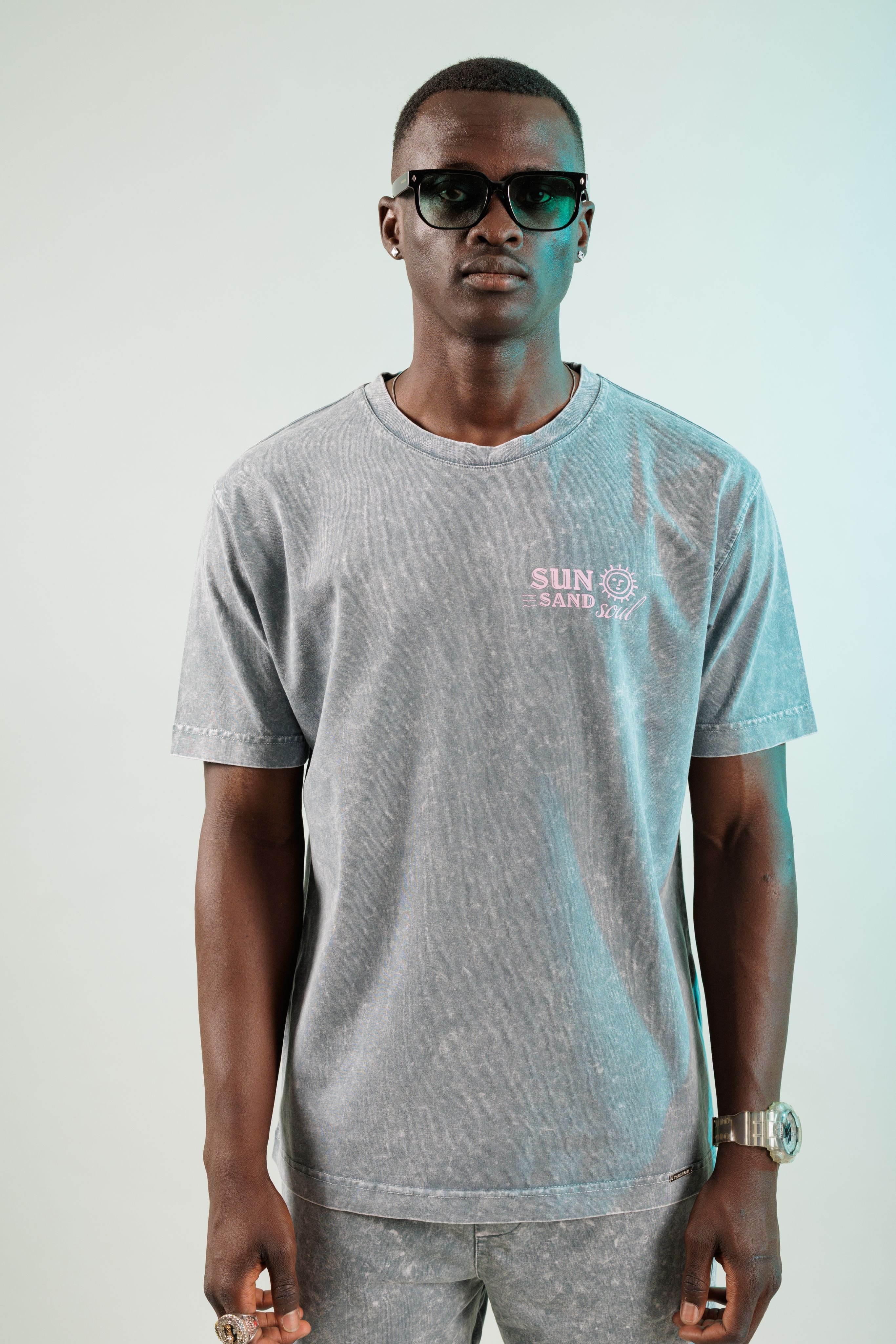Sun Sand Soul Antrasit Yıkamalı Oversize Tshirt