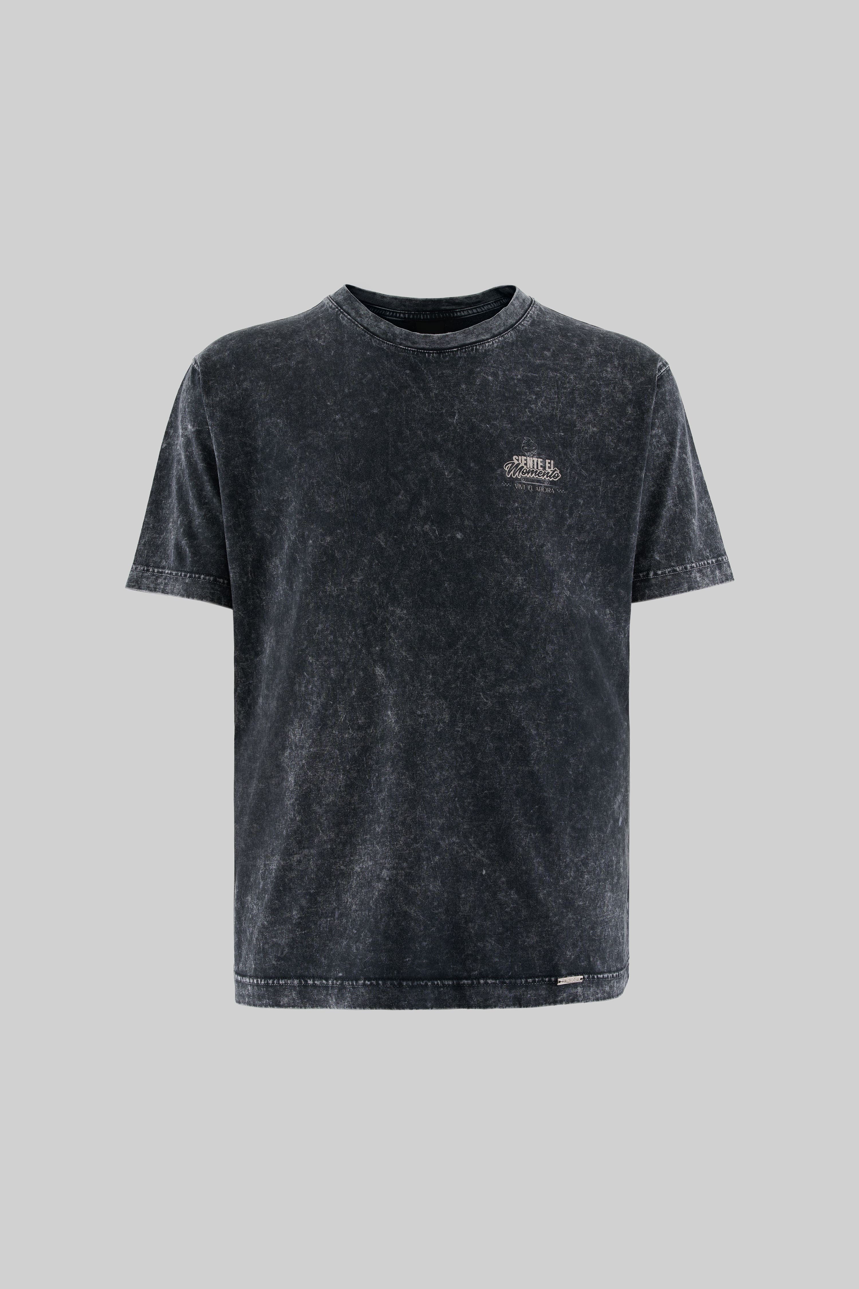 Siente El Momento Dark Black Yıkamalı Oversize Tshirt