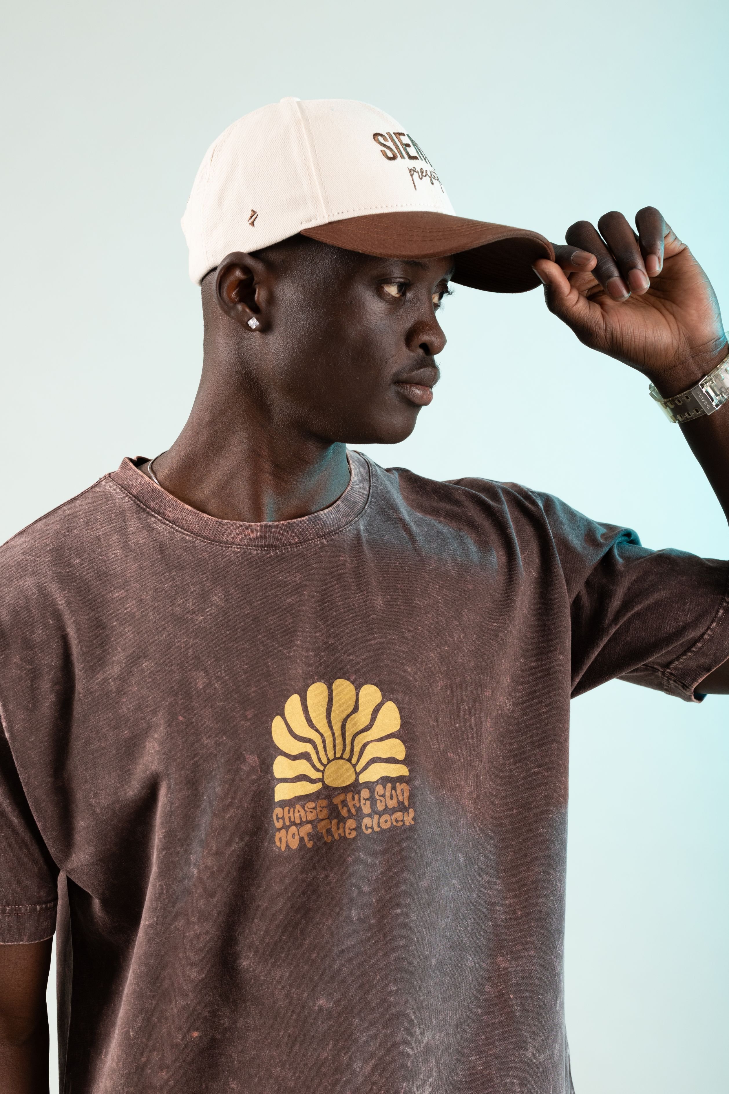 Chase The Sun Oak Coffee Yıkamalı Oversize Tshirt