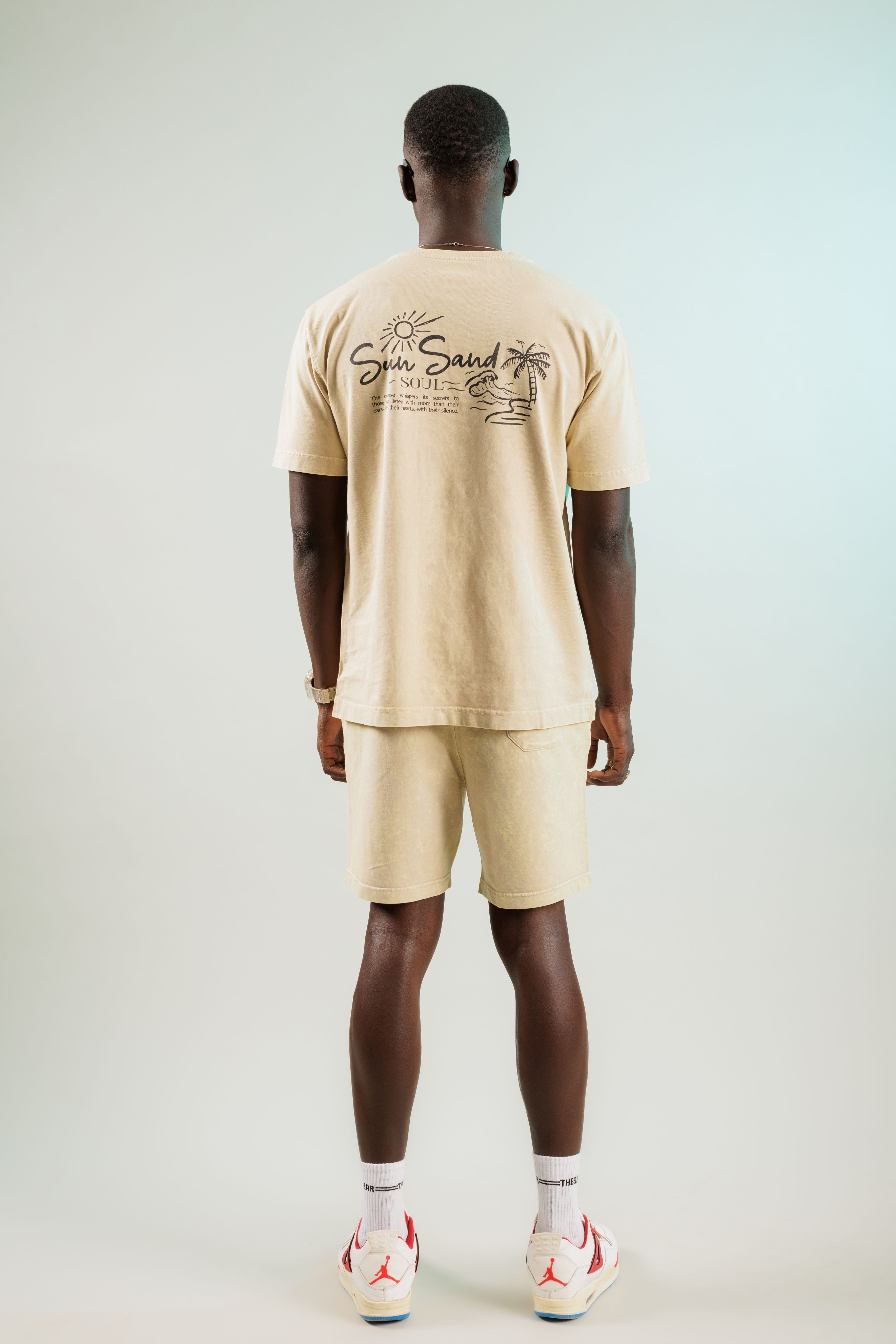 Sun Sand Soul Soft Bej Yıkamalı Oversize Tshirt