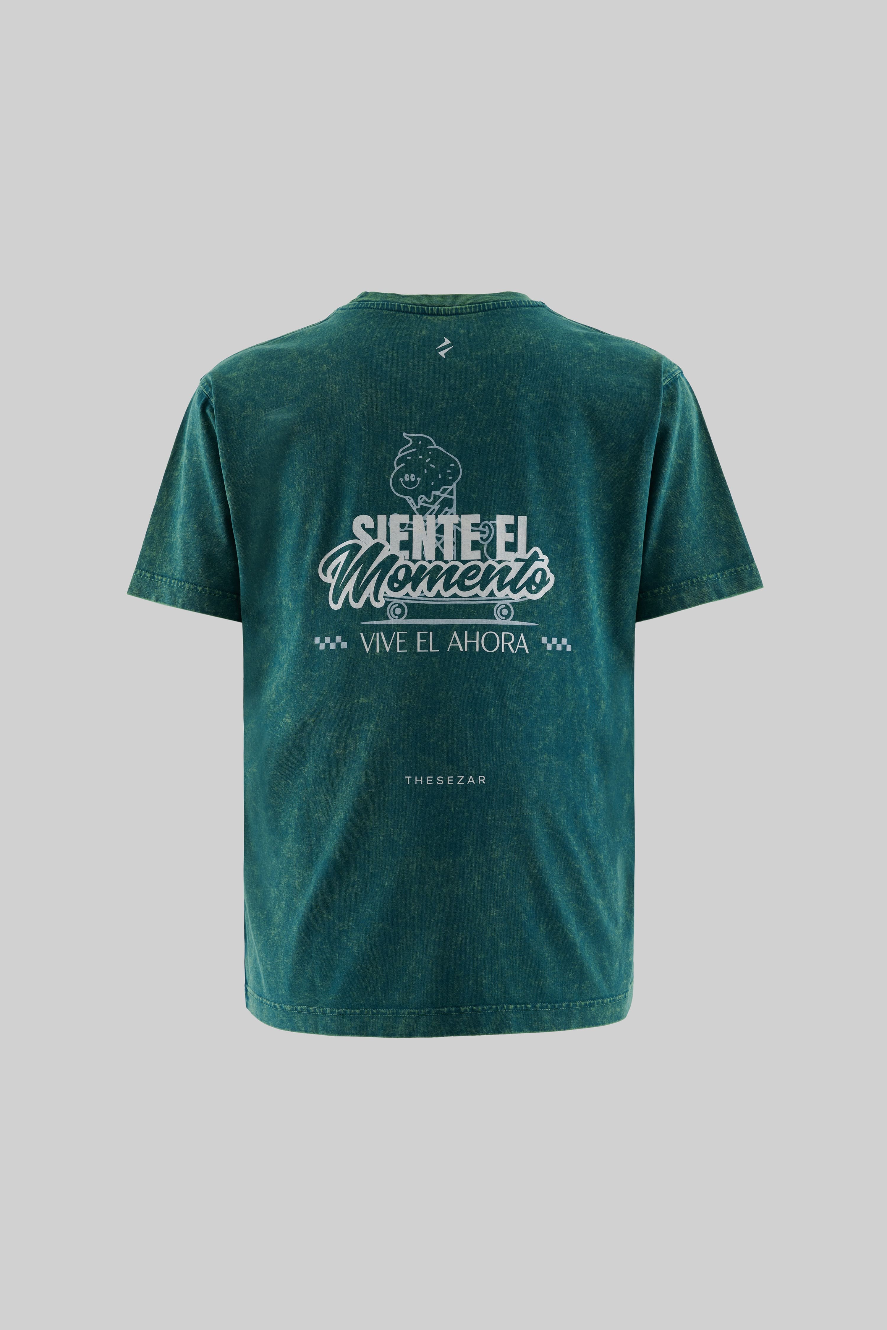 Siente El Momento Oil Green Yıkamalı Oversize Tshirt