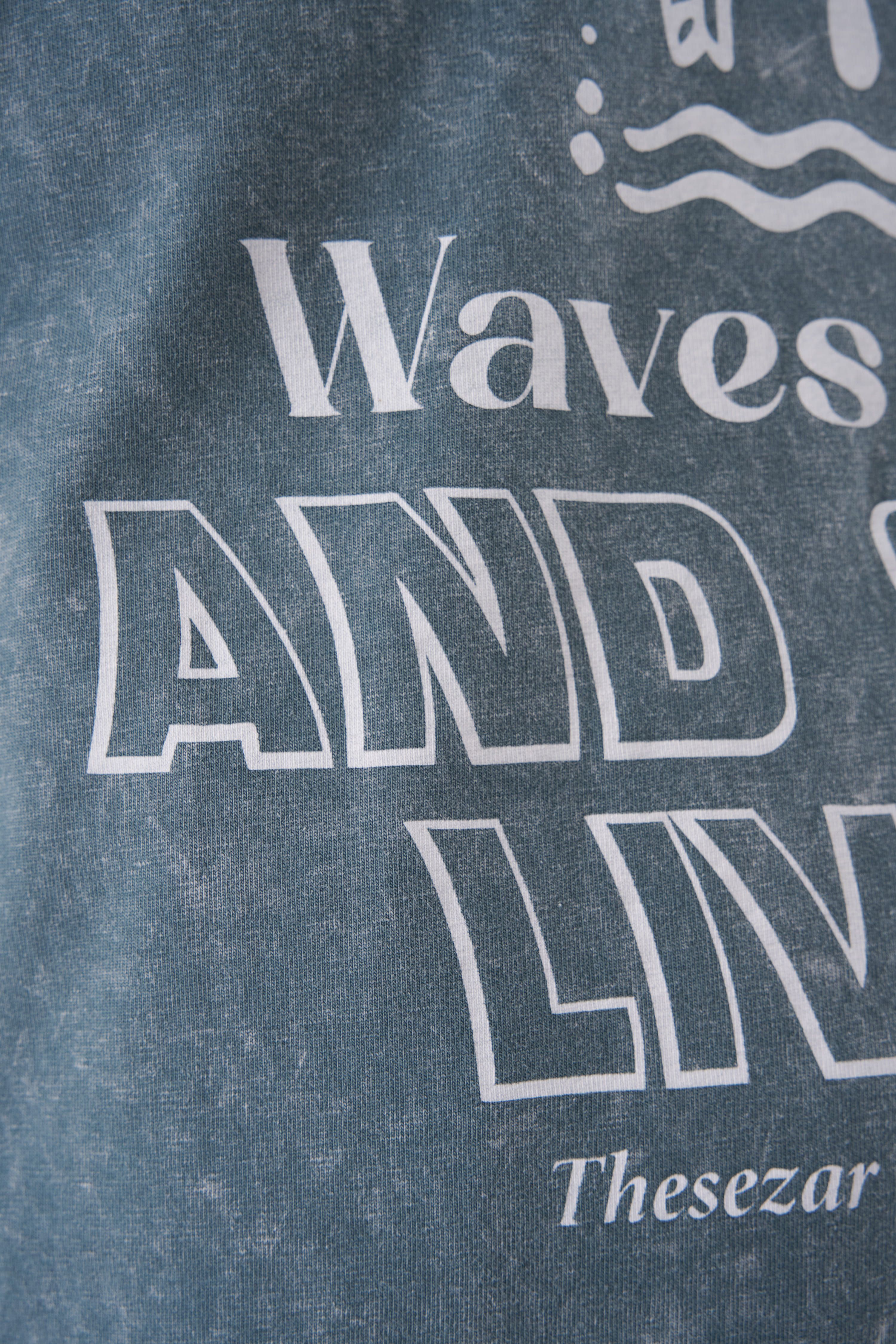 Waves and Sand Antrasit Yıkamalı Oversize Tshirt