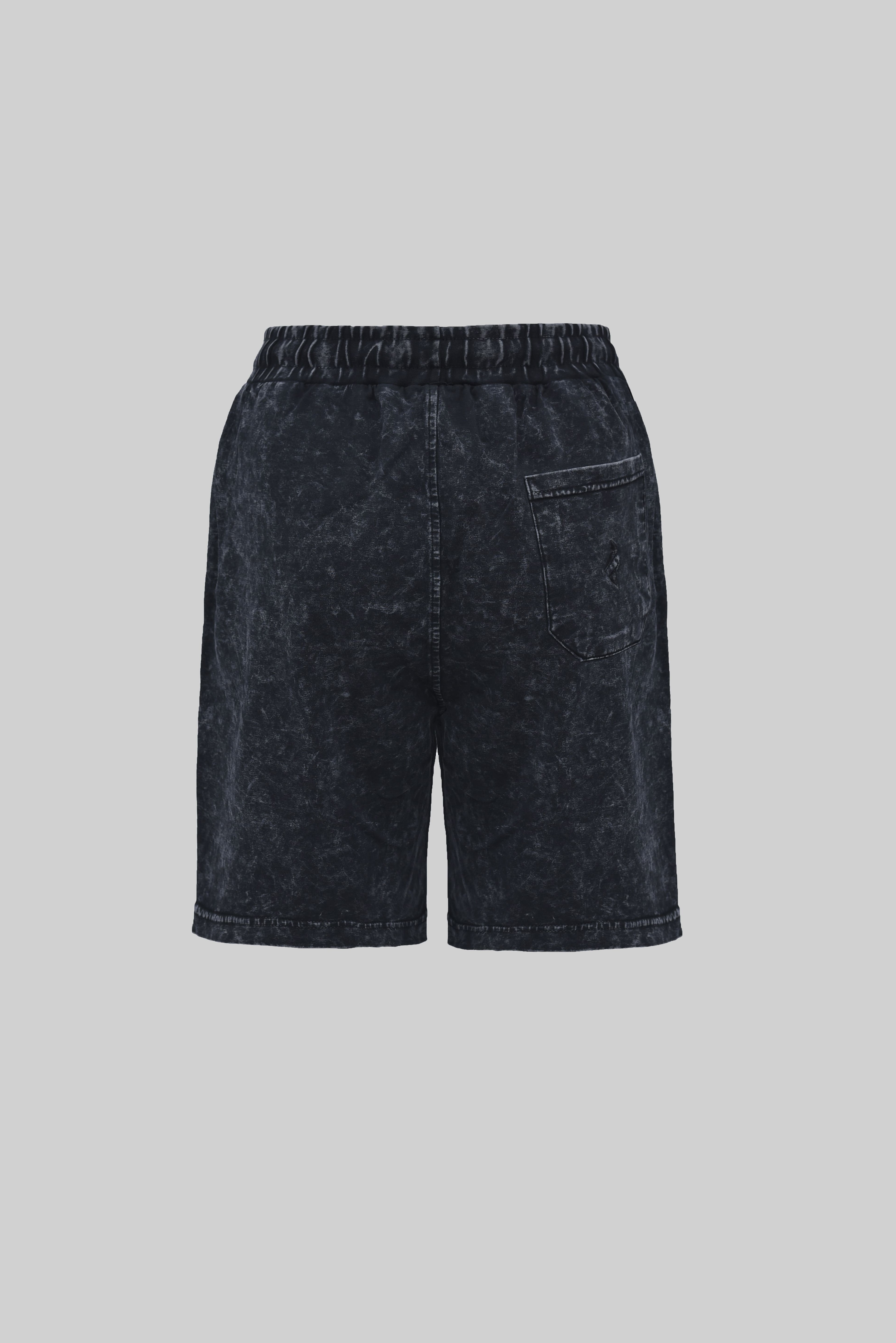 Dark Black Yıkamalı Relax Fit Şort