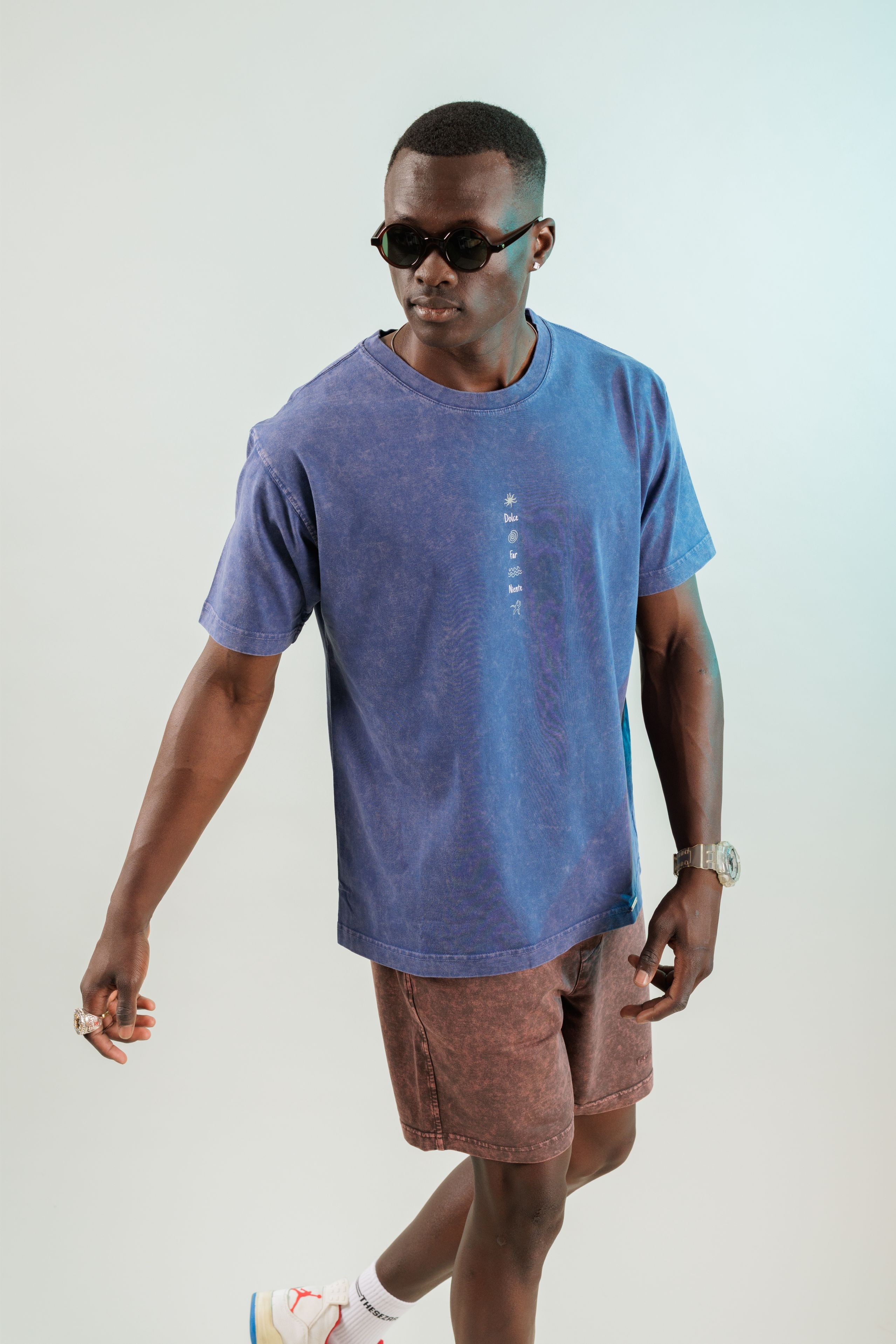 Dolce Far Niente Midnight Blue Yıkamalı Oversize Tshirt
