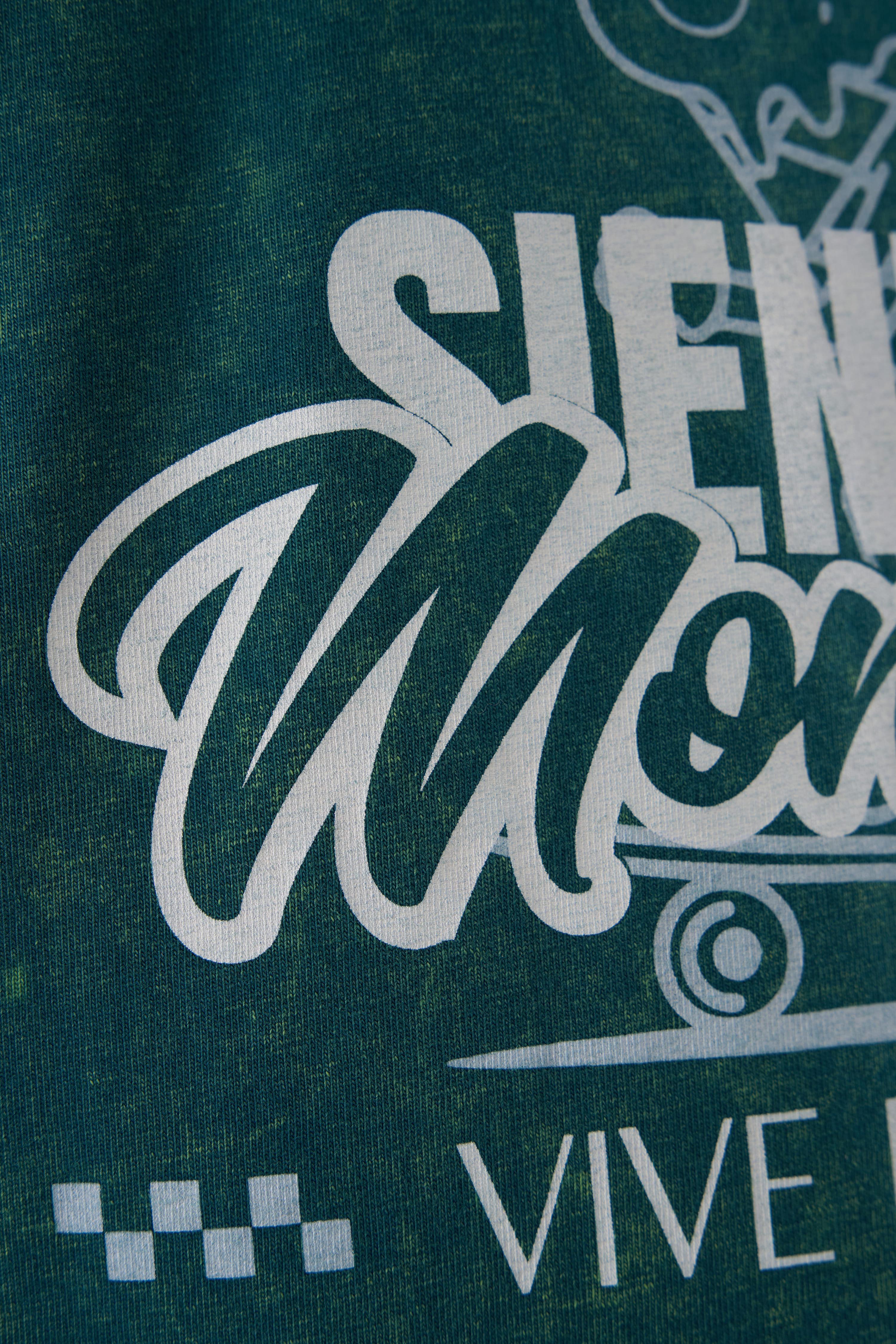 Siente El Momento Oil Green Yıkamalı Oversize Tshirt