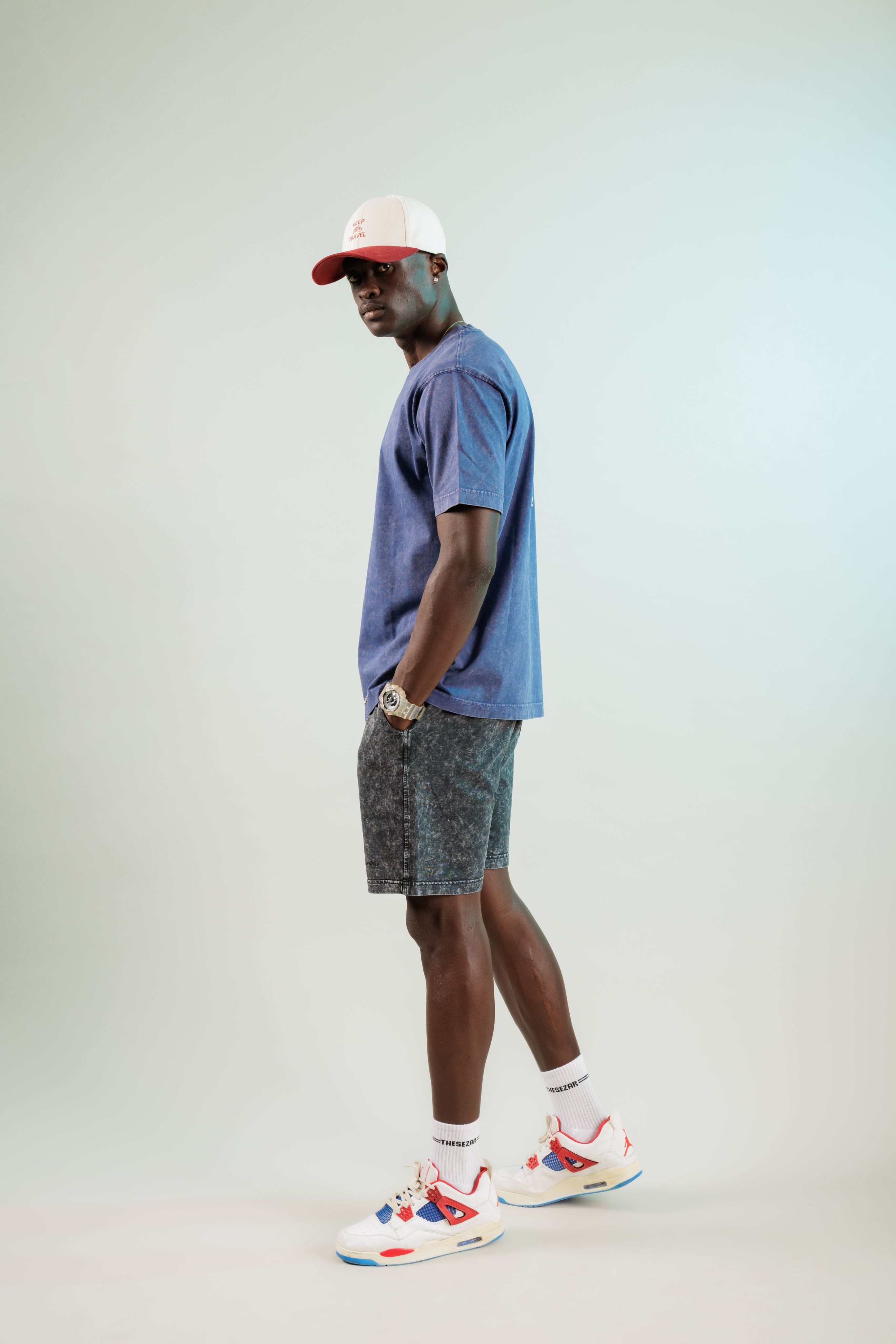 Chase The Sun Midnight Blue Yıkamalı Oversize Tshirt