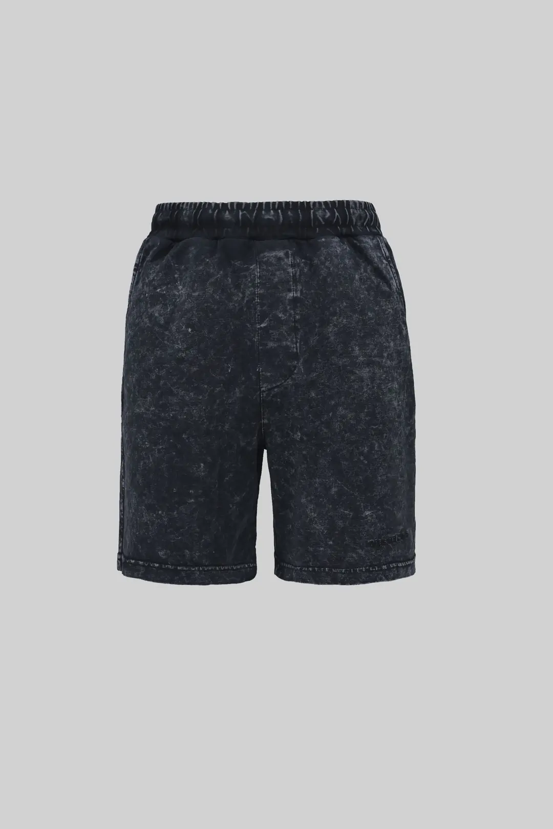Dark Black Yıkamalı Relax Fit Şort