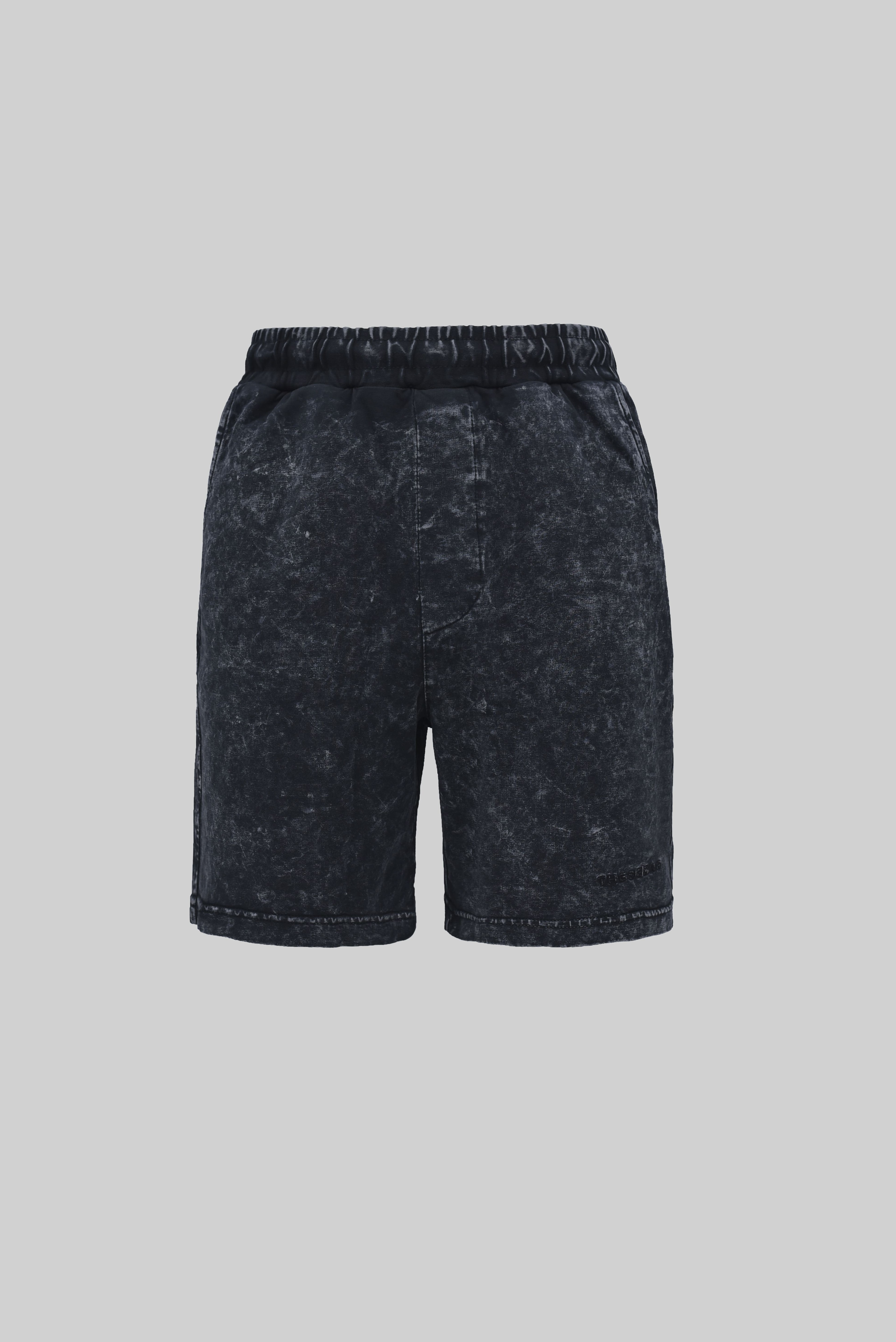 Dark Black Yıkamalı Relax Fit Şort