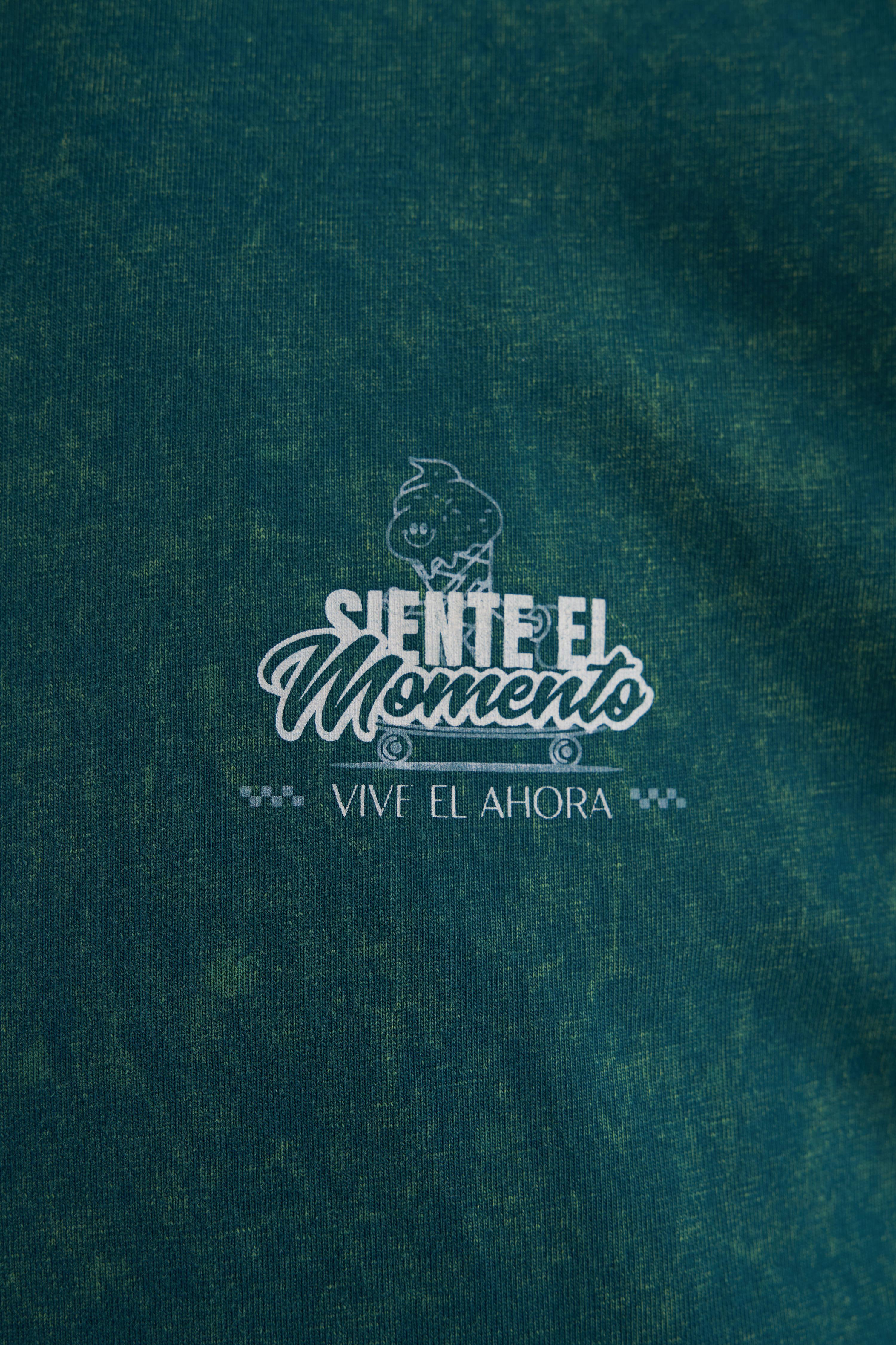 Siente El Momento Oil Green Yıkamalı Oversize Tshirt