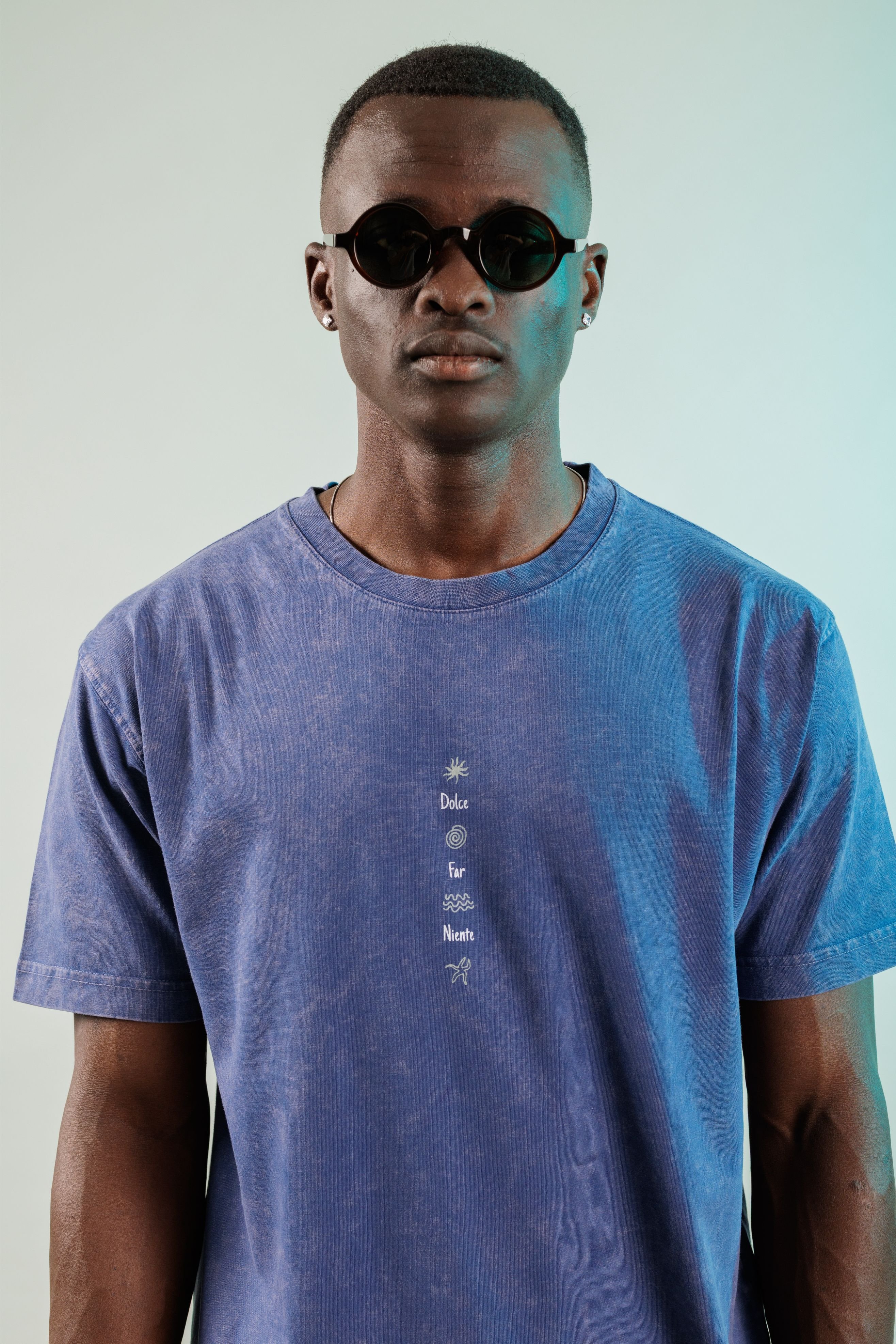Dolce Far Niente Midnight Blue Yıkamalı Oversize Tshirt
