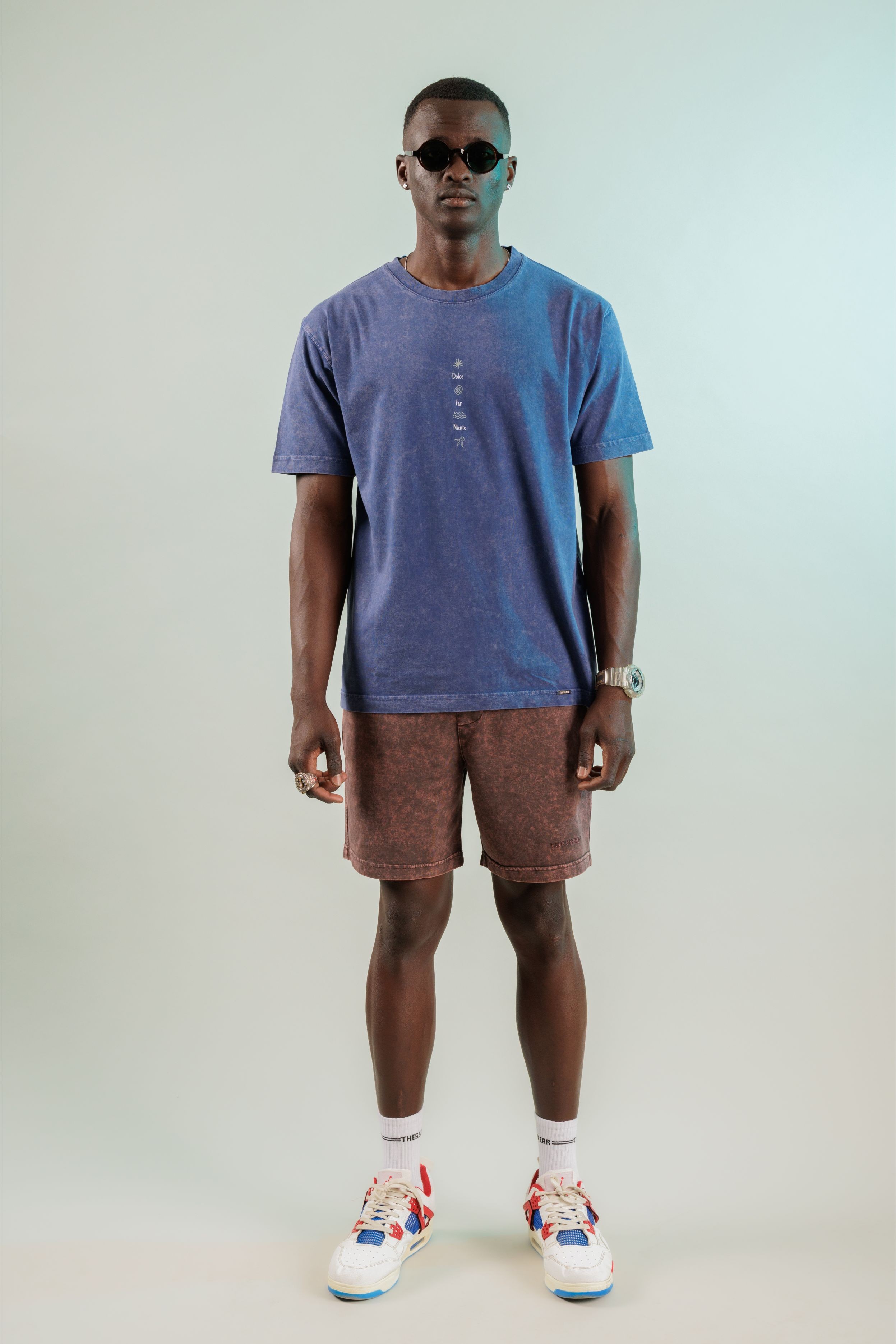 Dolce Far Niente Midnight Blue Yıkamalı Oversize Tshirt