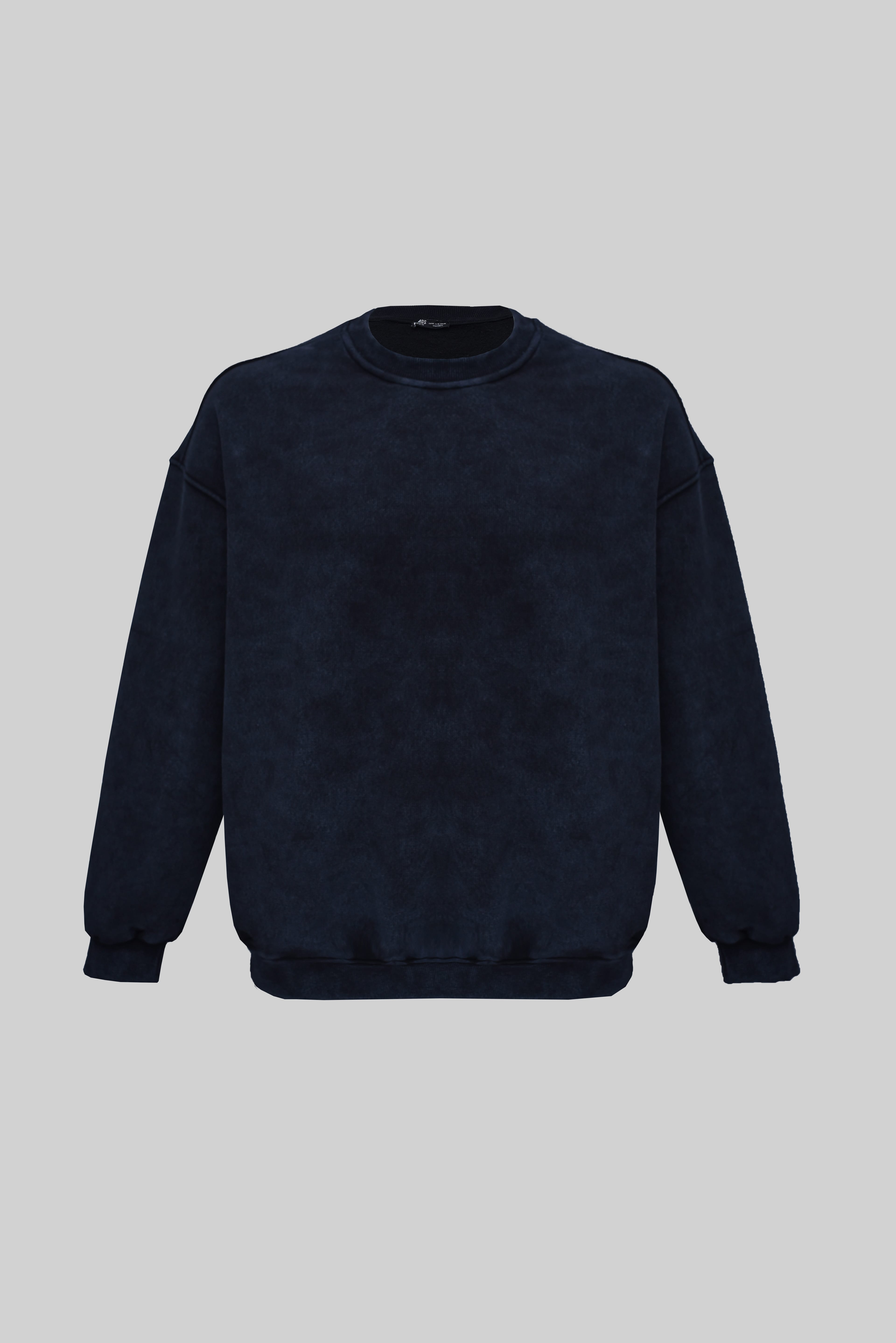 Siyah Basic Yıkamalı Sweatshirt