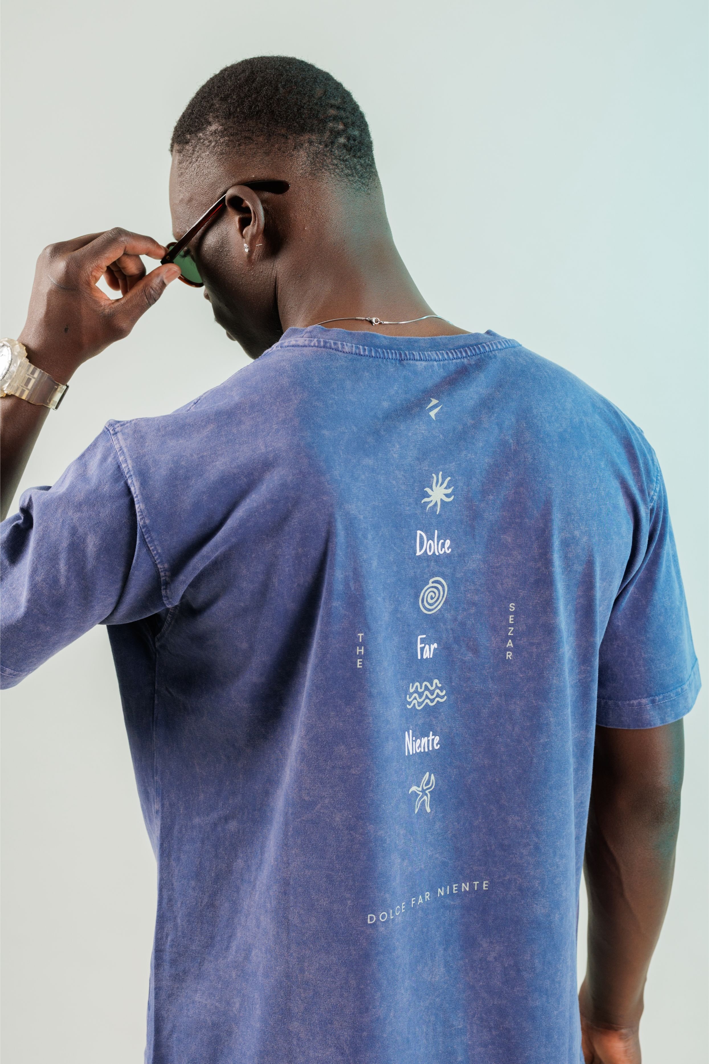 Dolce Far Niente Midnight Blue Yıkamalı Oversize Tshirt