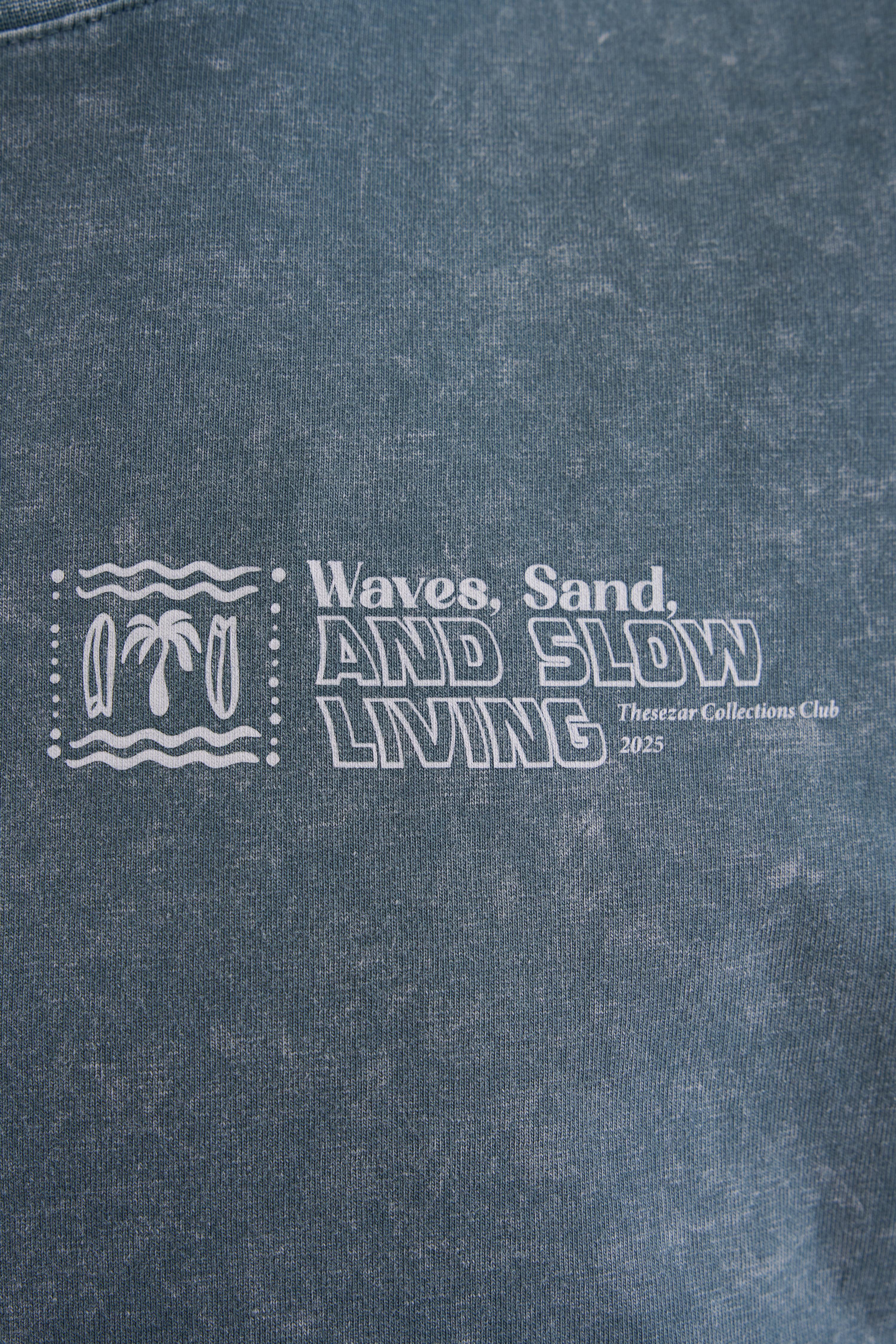 Waves and Sand Antrasit Yıkamalı Oversize Tshirt