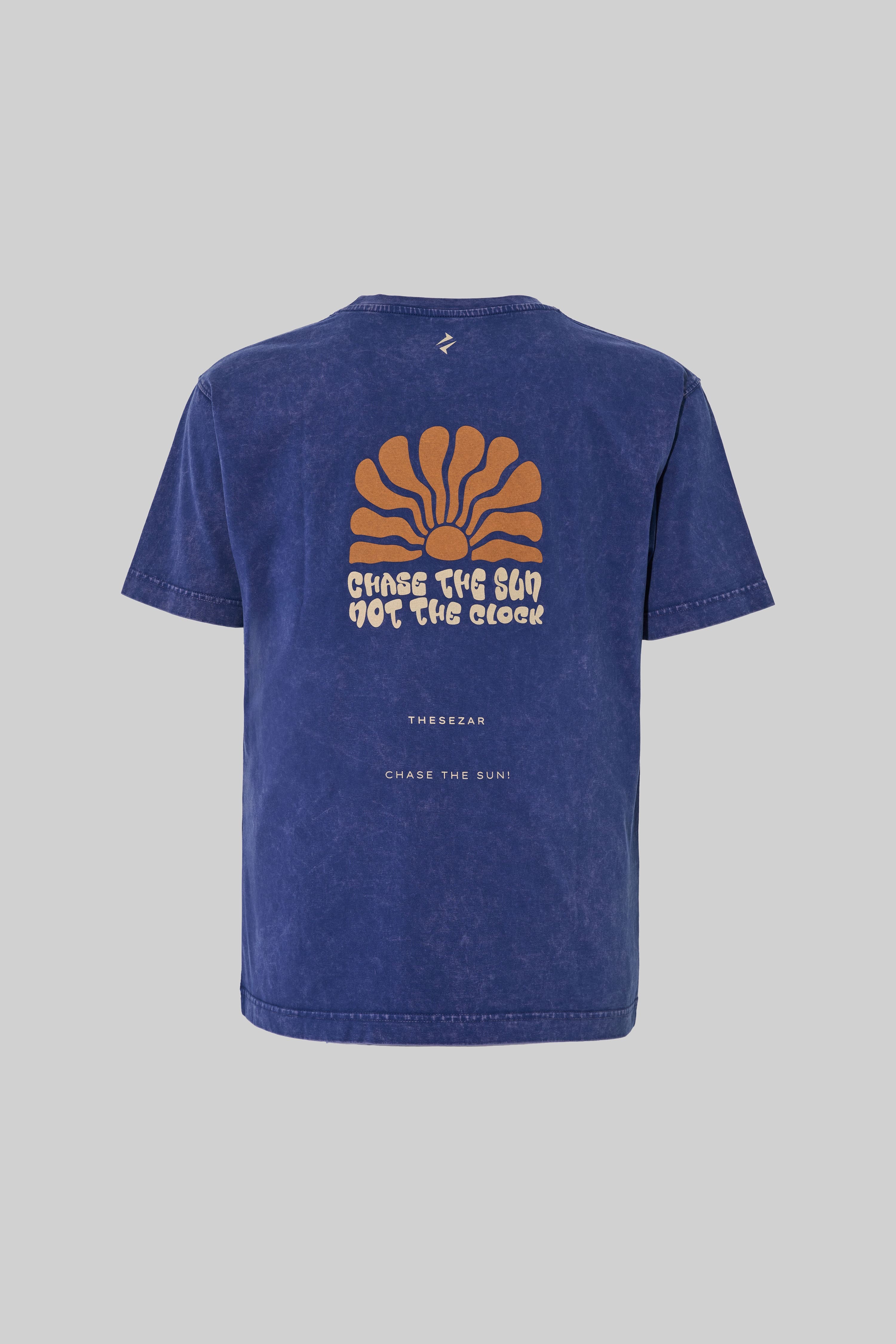 Chase The Sun Midnight Blue Yıkamalı Oversize Tshirt
