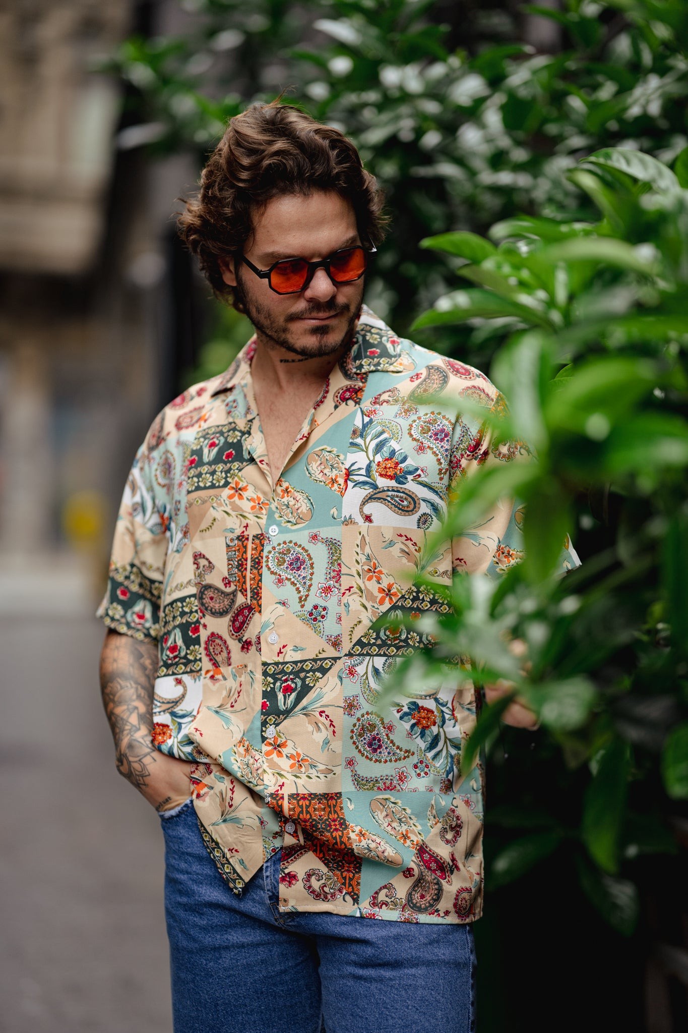 Malta -colored viscose shirt