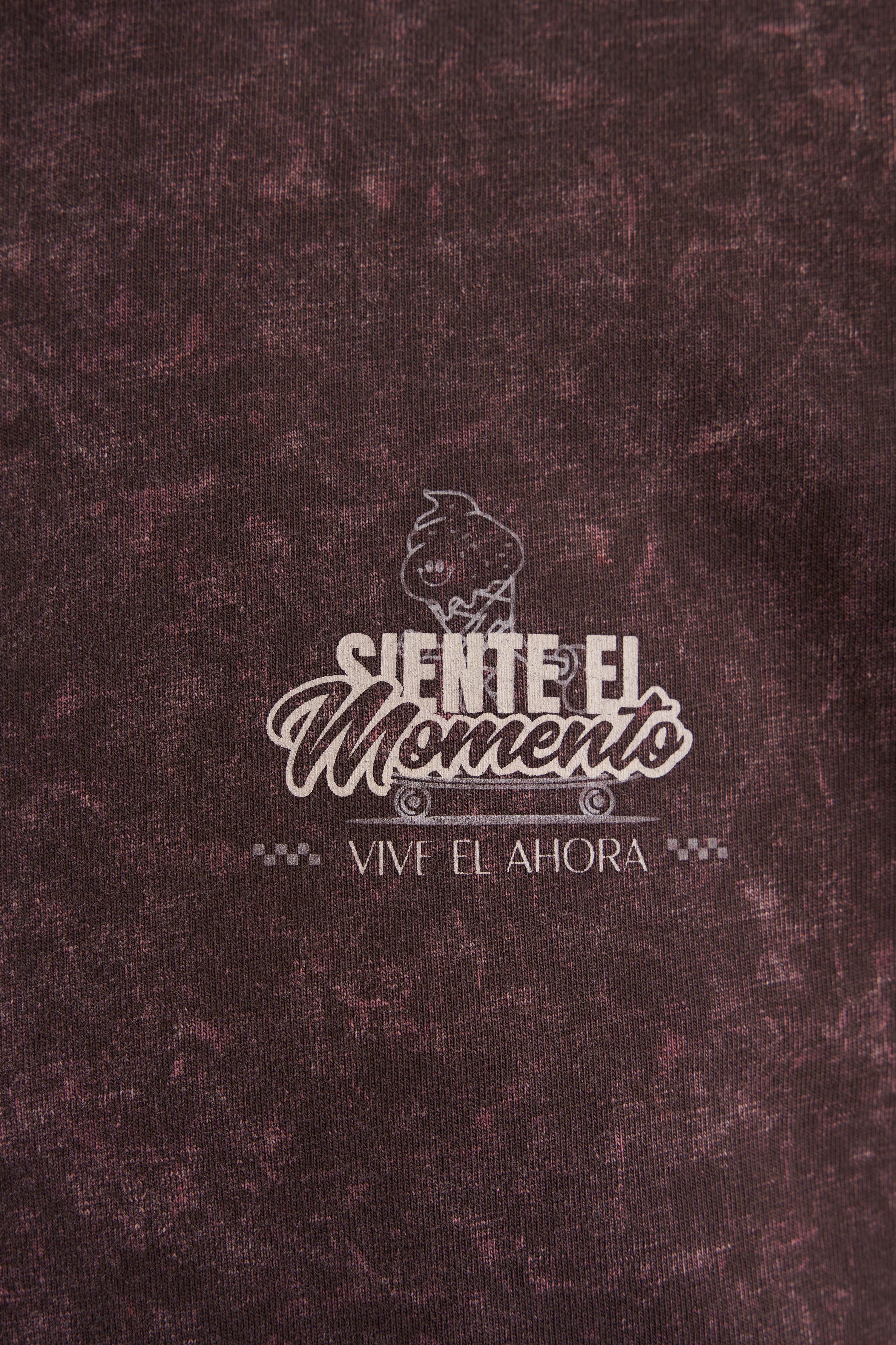 Siente El Momento Oak Coffee Yıkamalı Oversize Tshirt
