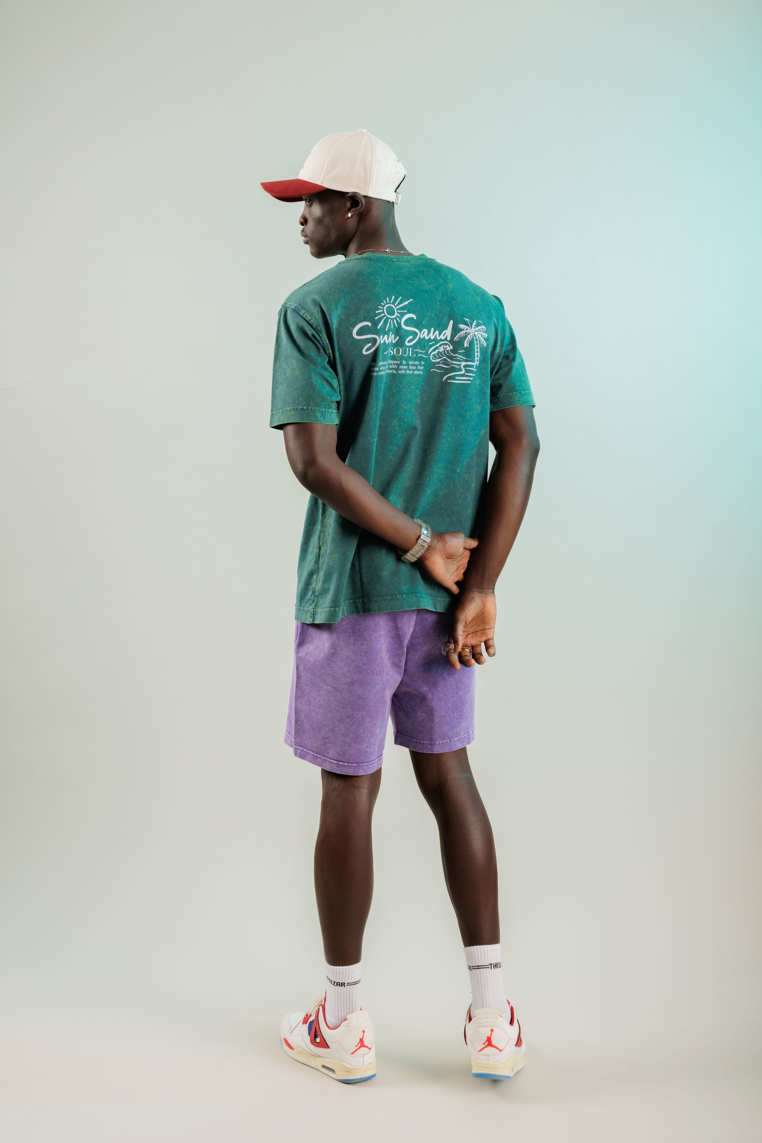 Sun Sand Soul Oil Green Yıkamalı Oversize Tshirt