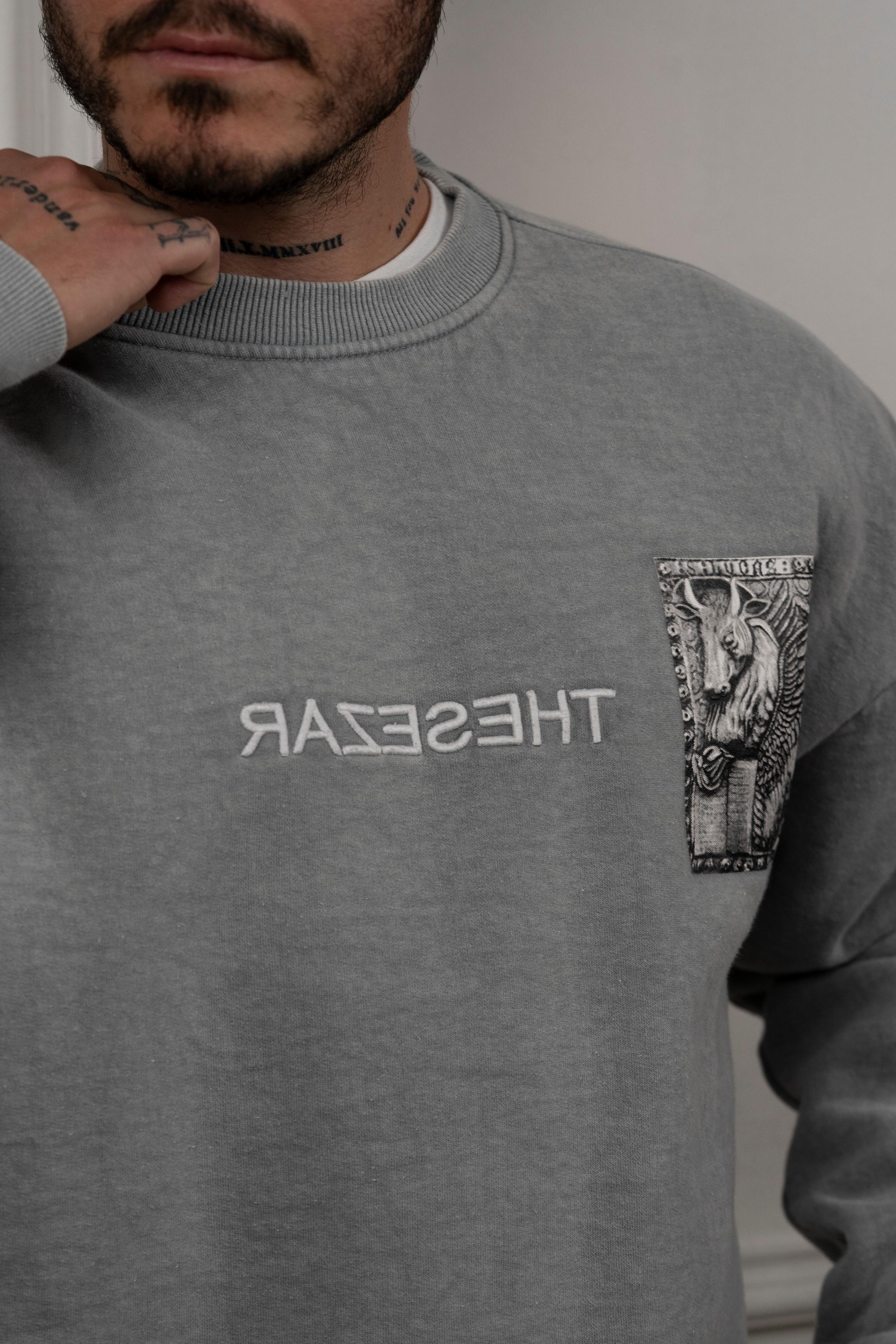 Bronx Yıkamalı Şardonlu Sweatshirt Gri 