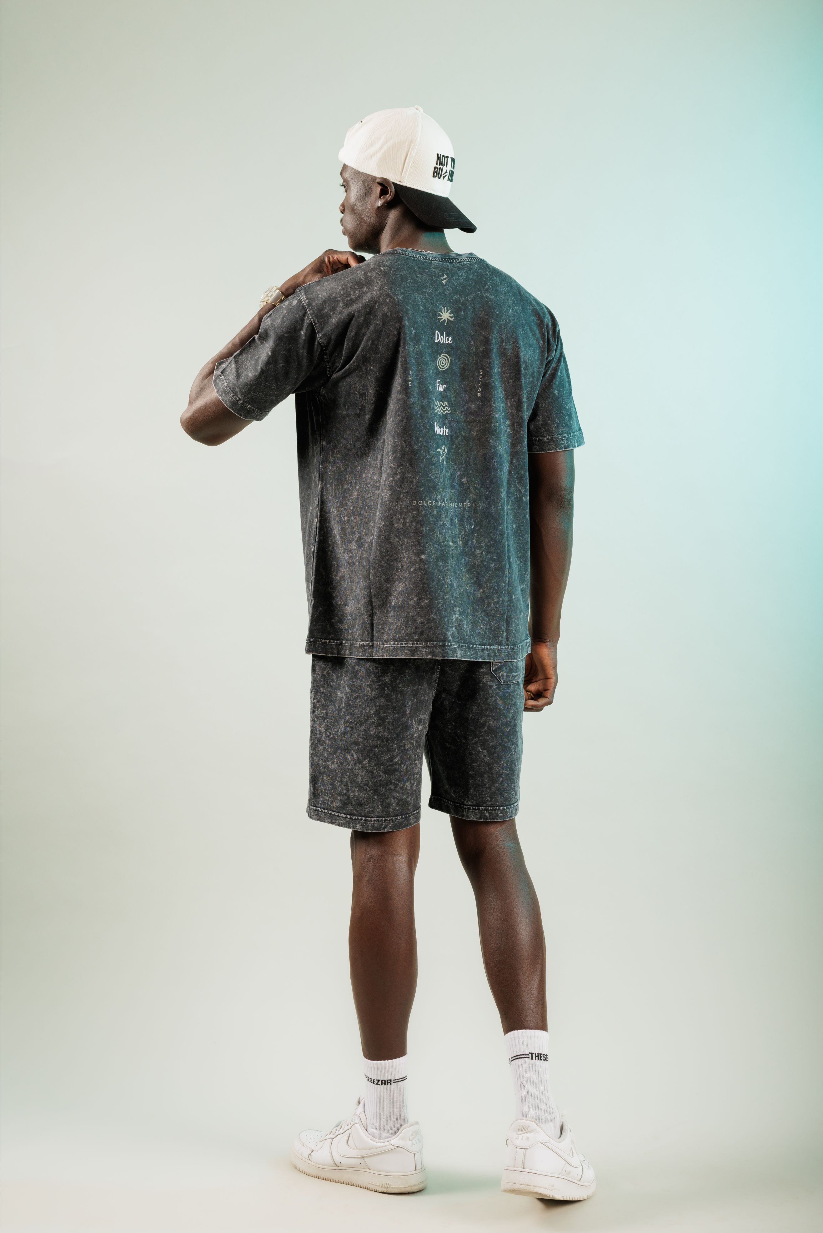 Dolce Far Niente Dark Black Yıkamalı Oversize Tshirt