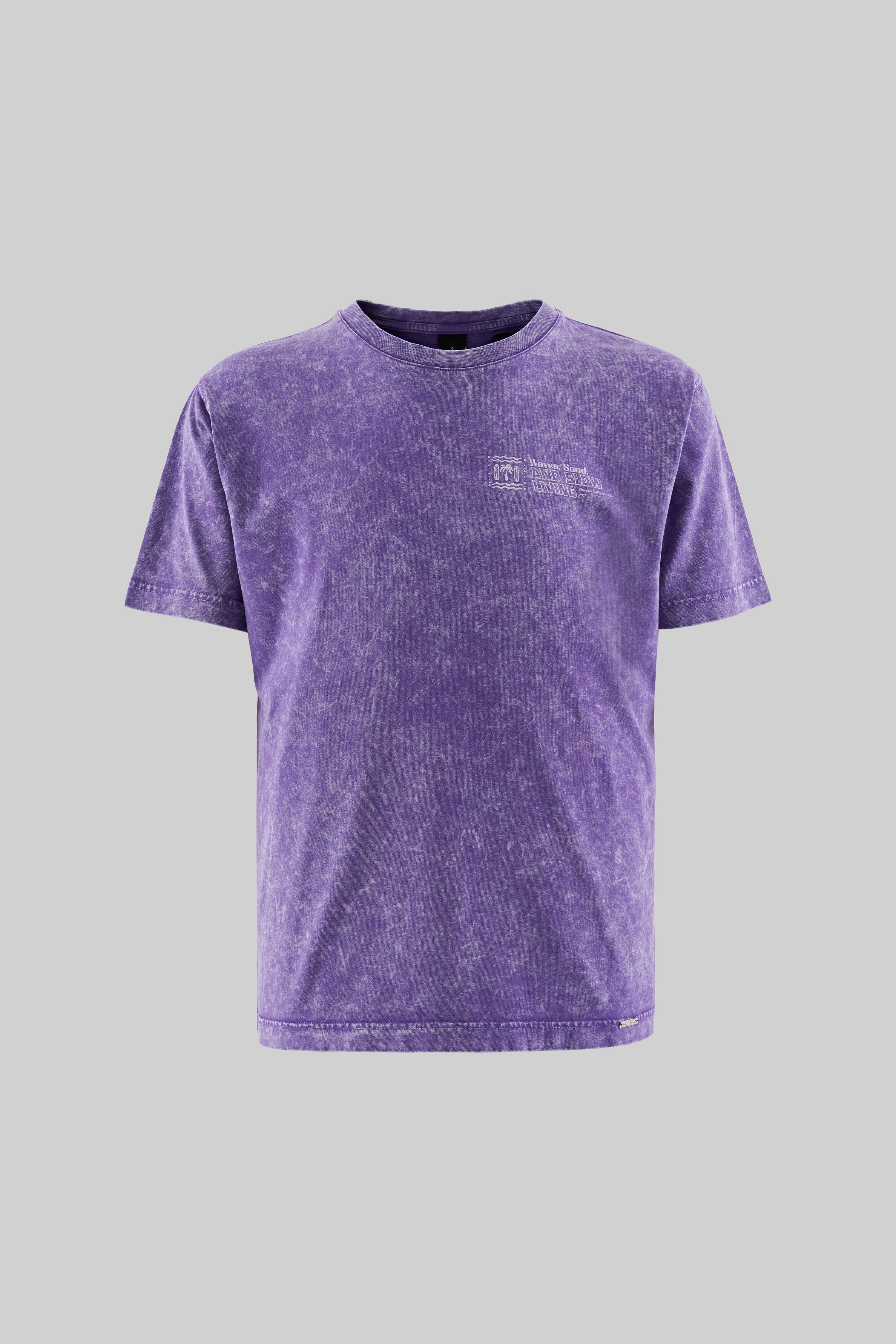 Waves and Sand New Purple Yıkamalı Oversize Tshirt