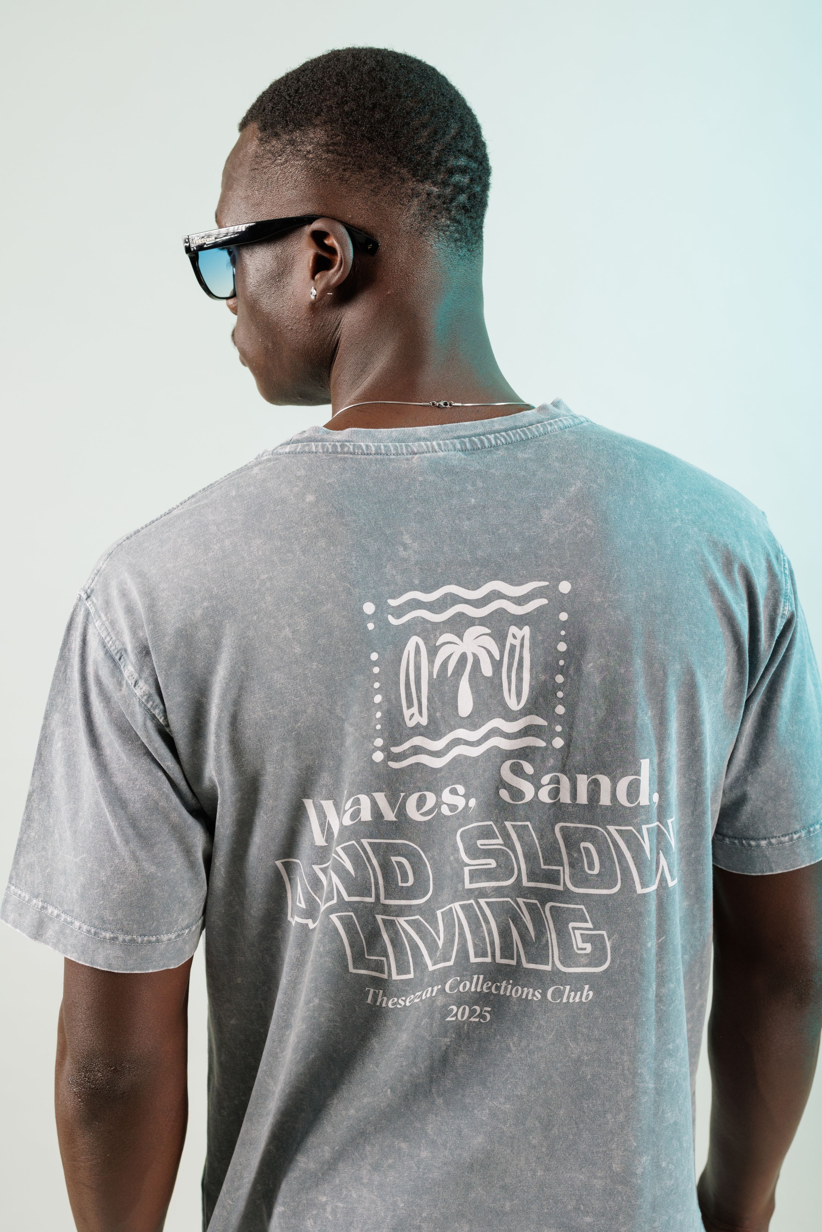 Waves and Sand Antrasit Yıkamalı Oversize Tshirt