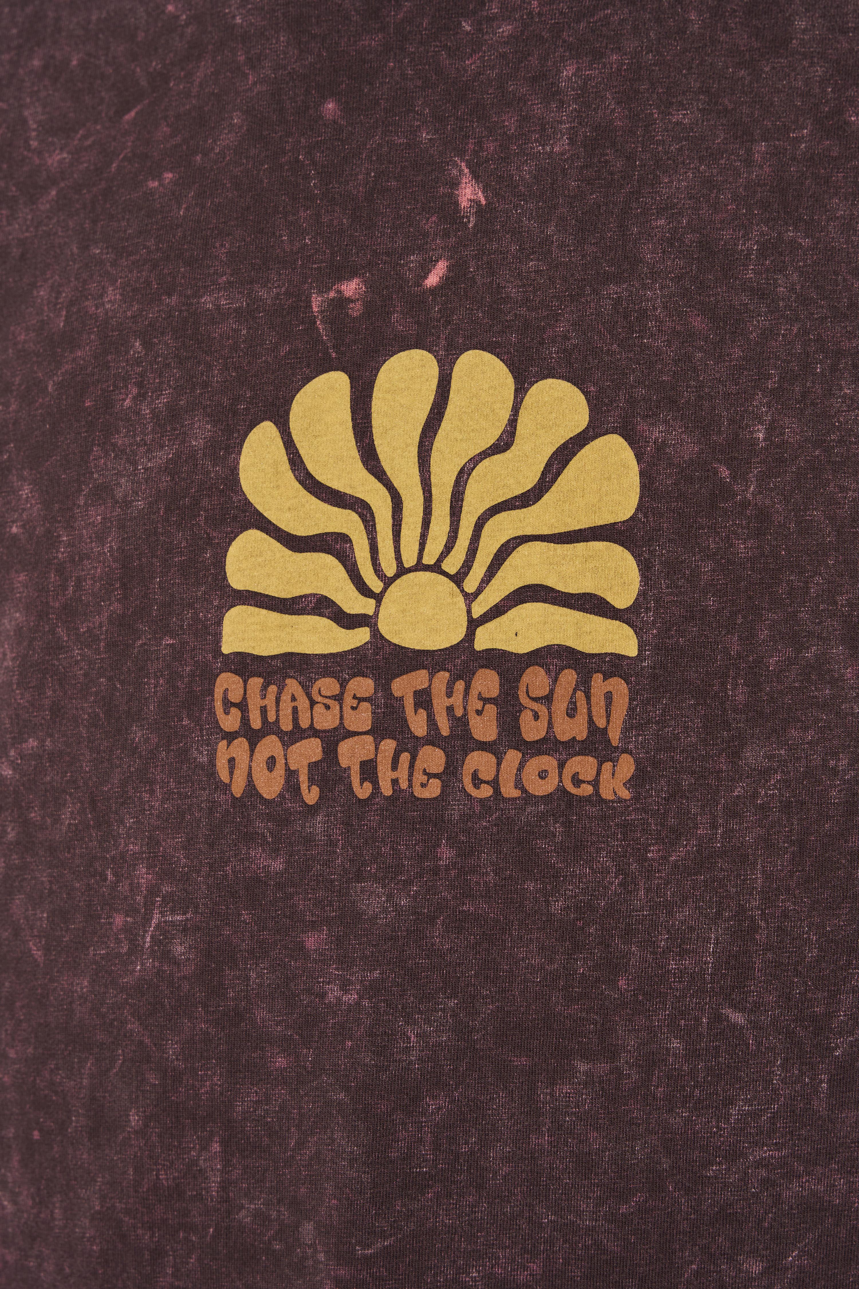 Chase The Sun Oak Coffee Yıkamalı Oversize Tshirt