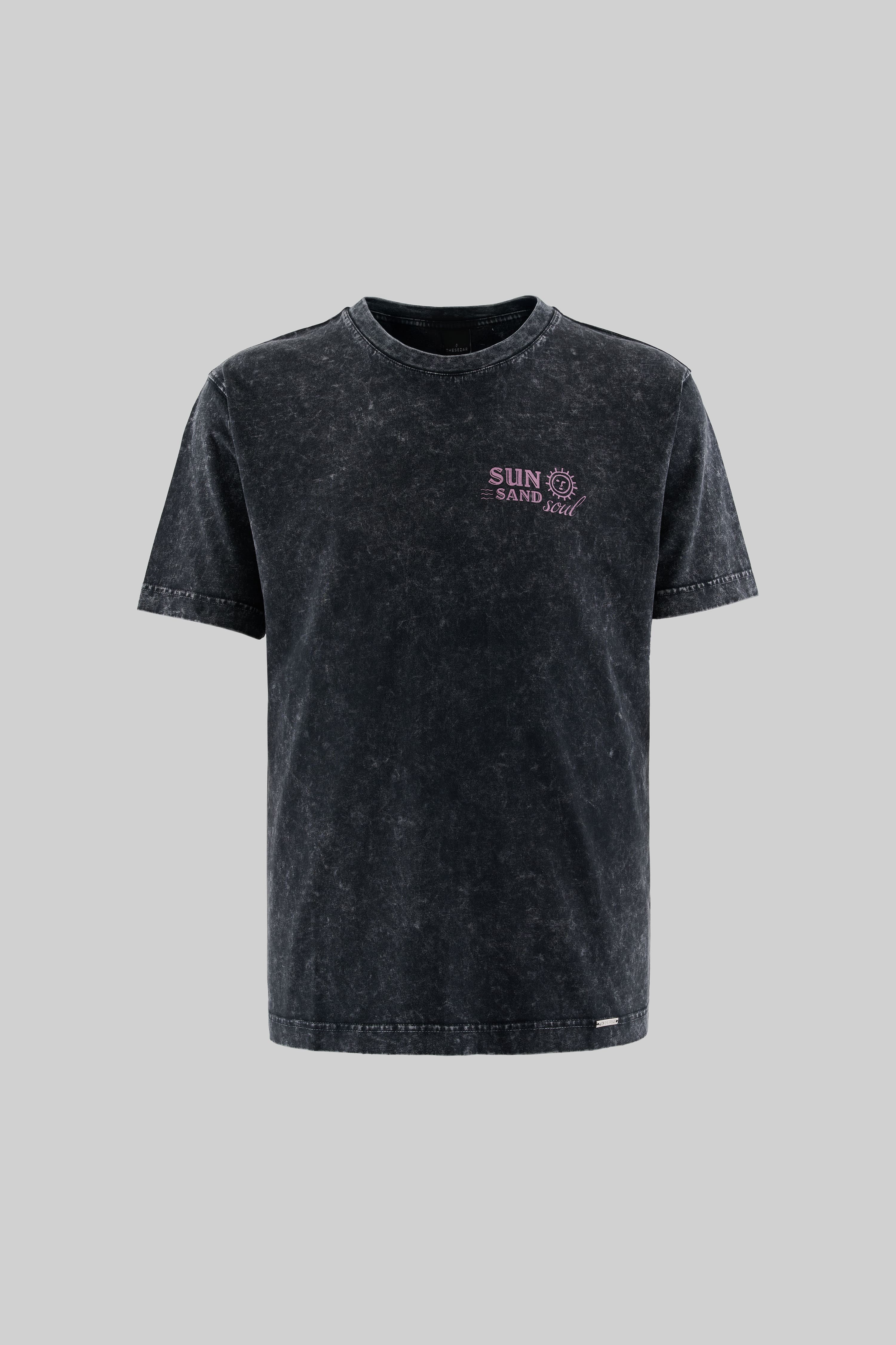 Sun Sand Soul Dark Black Yıkamalı Oversize Tshirt