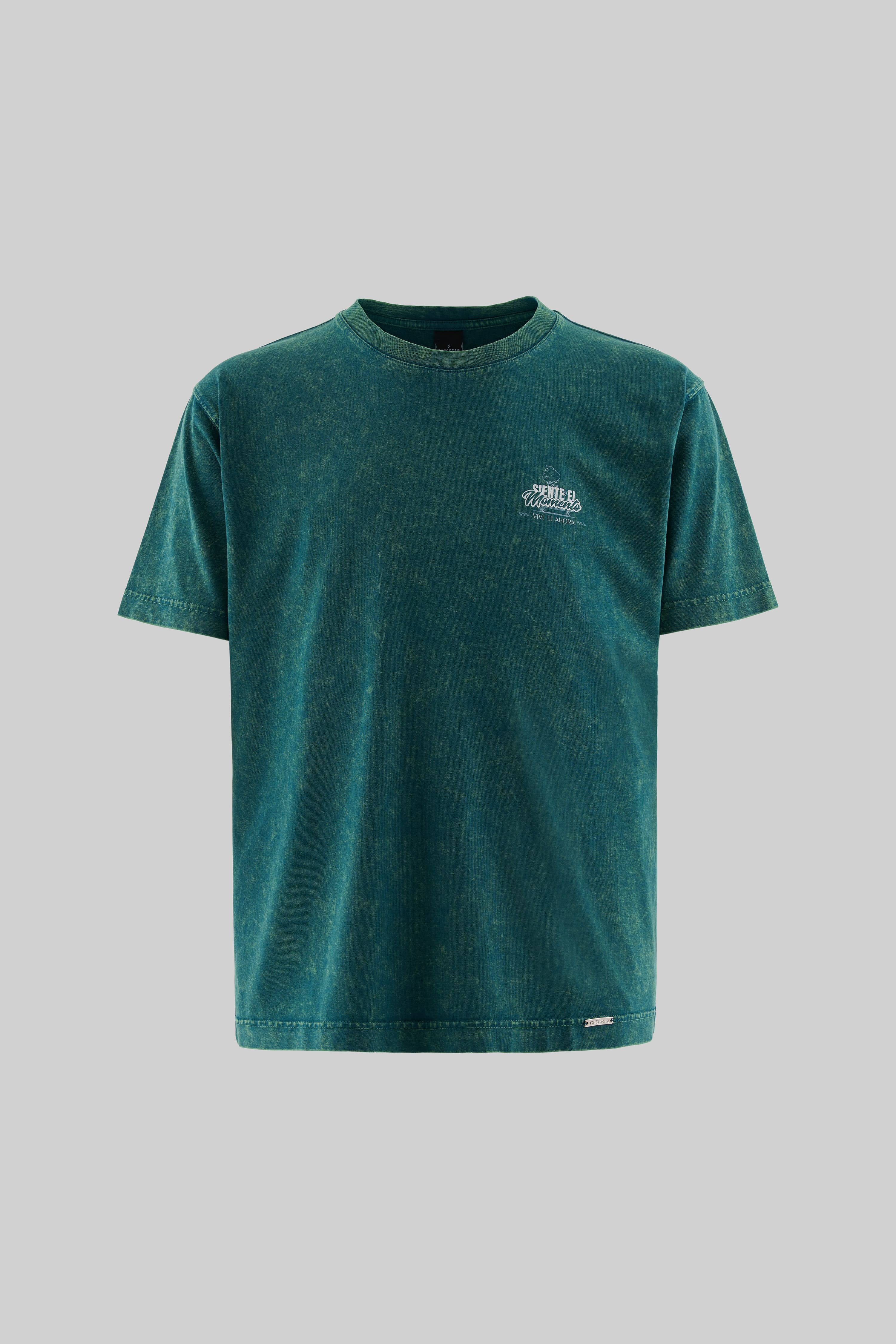 Siente El Momento Oil Green Yıkamalı Oversize Tshirt