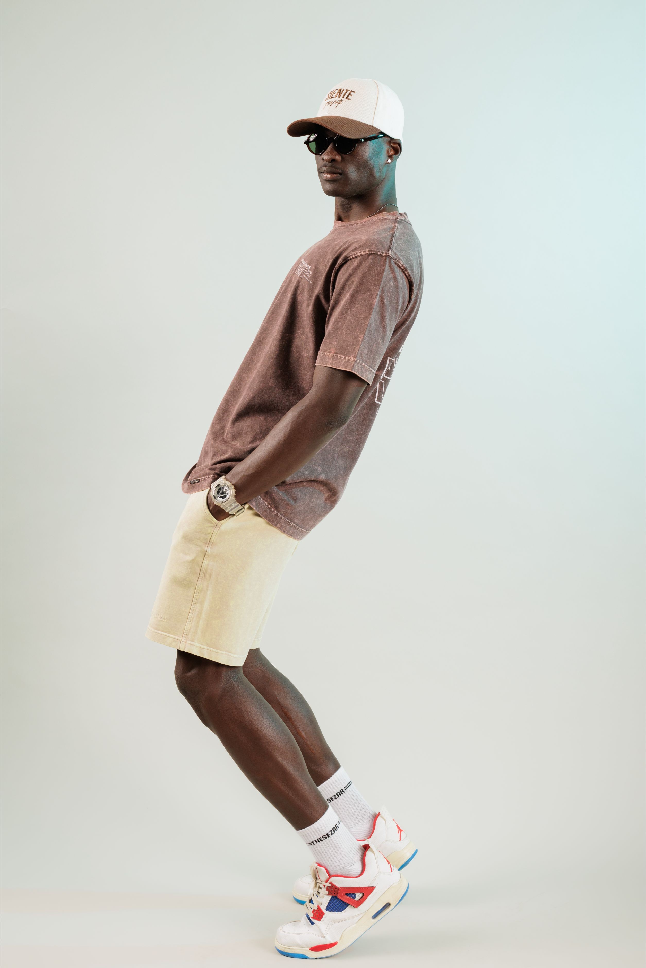 Waves and Sand Oak Coffee Yıkamalı Oversize Tshirt