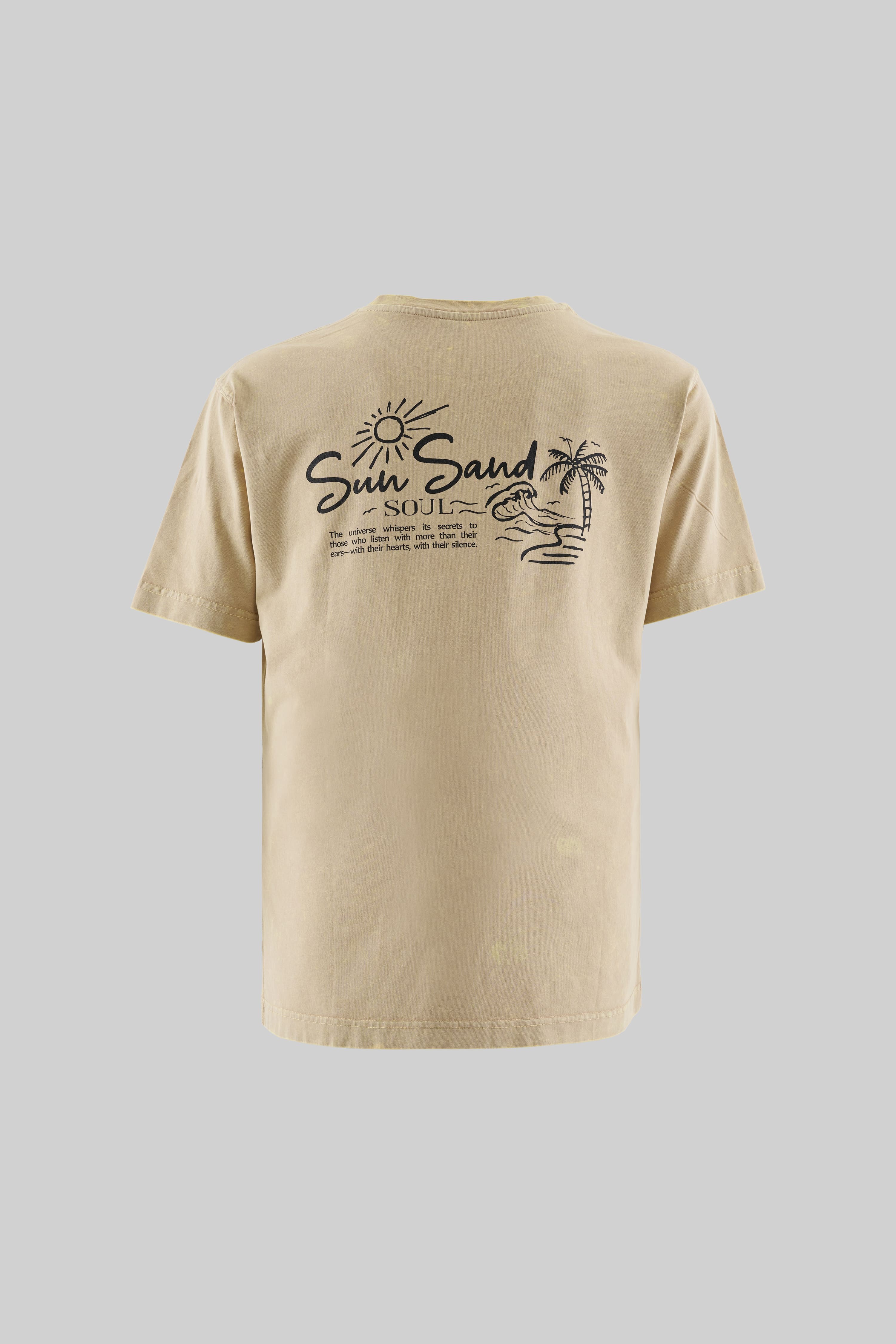 Sun Sand Soul Soft Bej Yıkamalı Oversize Tshirt