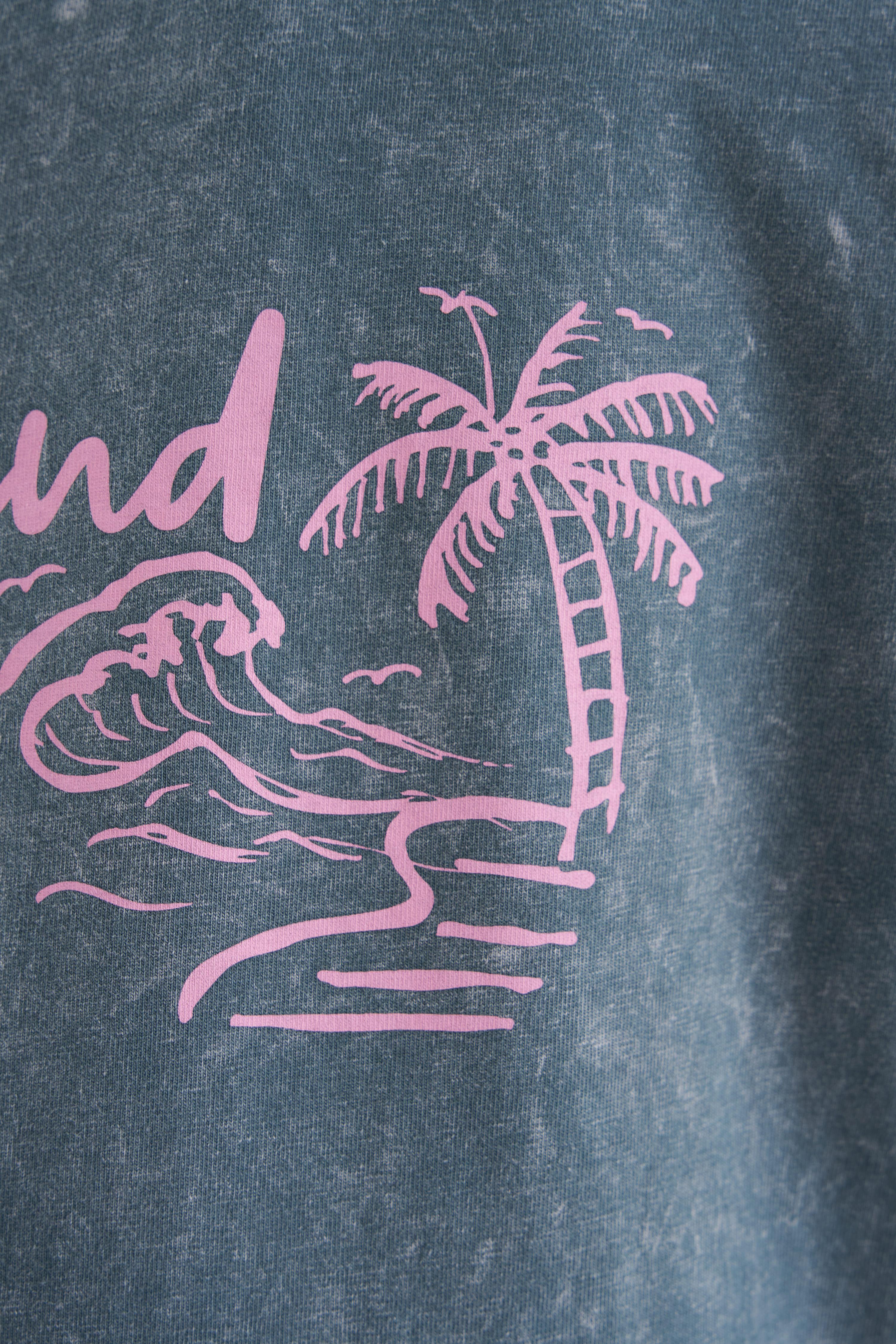 Sun Sand Soul Antrasit Yıkamalı Oversize Tshirt