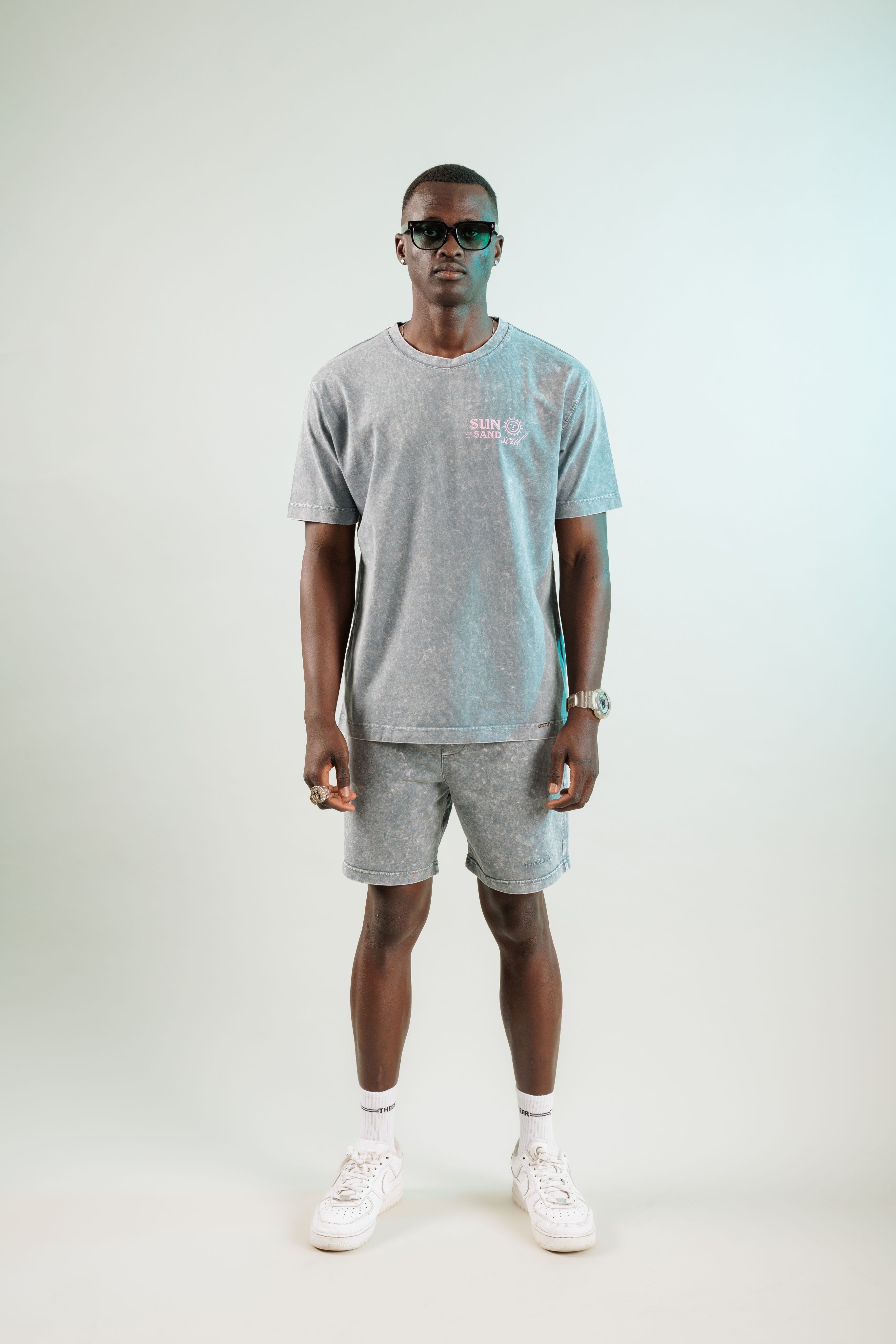 Sun Sand Soul Antrasit Yıkamalı Oversize Tshirt
