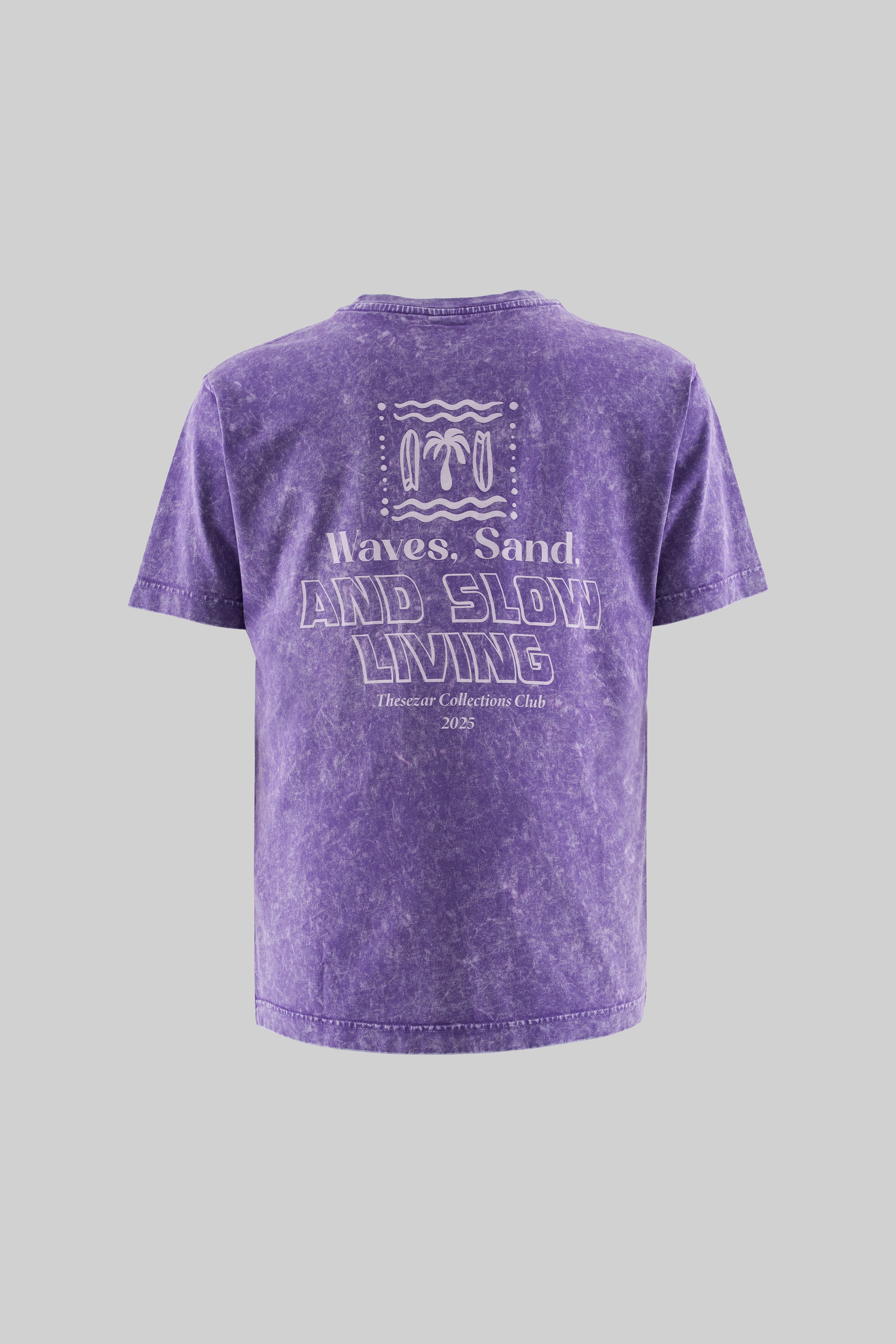 Waves and Sand New Purple Yıkamalı Oversize Tshirt