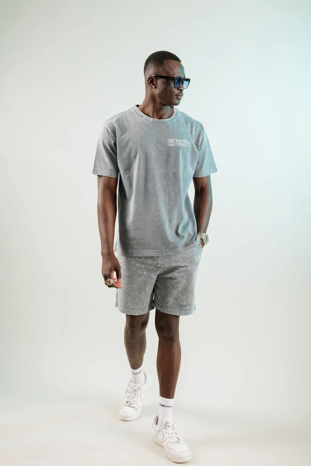 Waves and Sand Antrasit Yıkamalı Oversize Tshirt