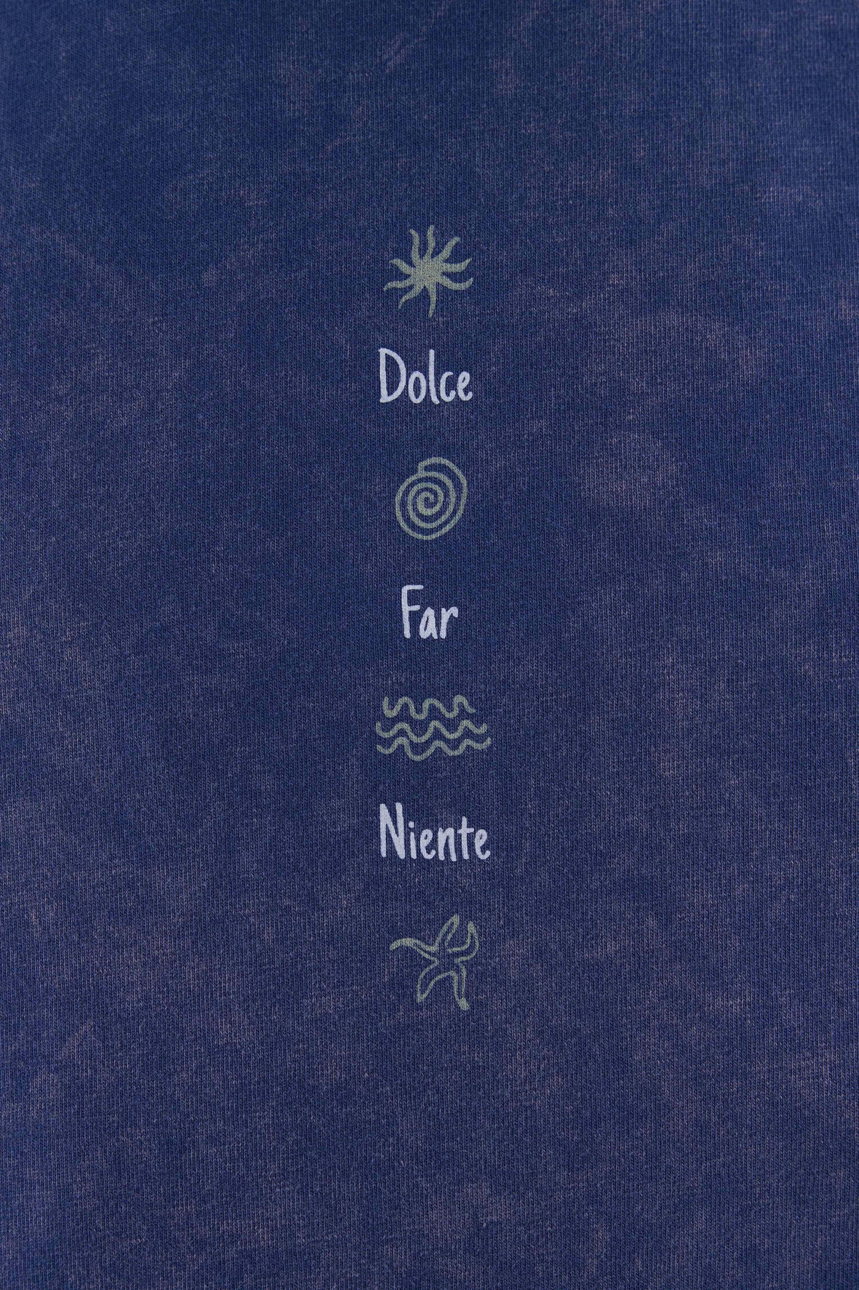 Dolce Far Niente Midnight Blue Yıkamalı Oversize Tshirt