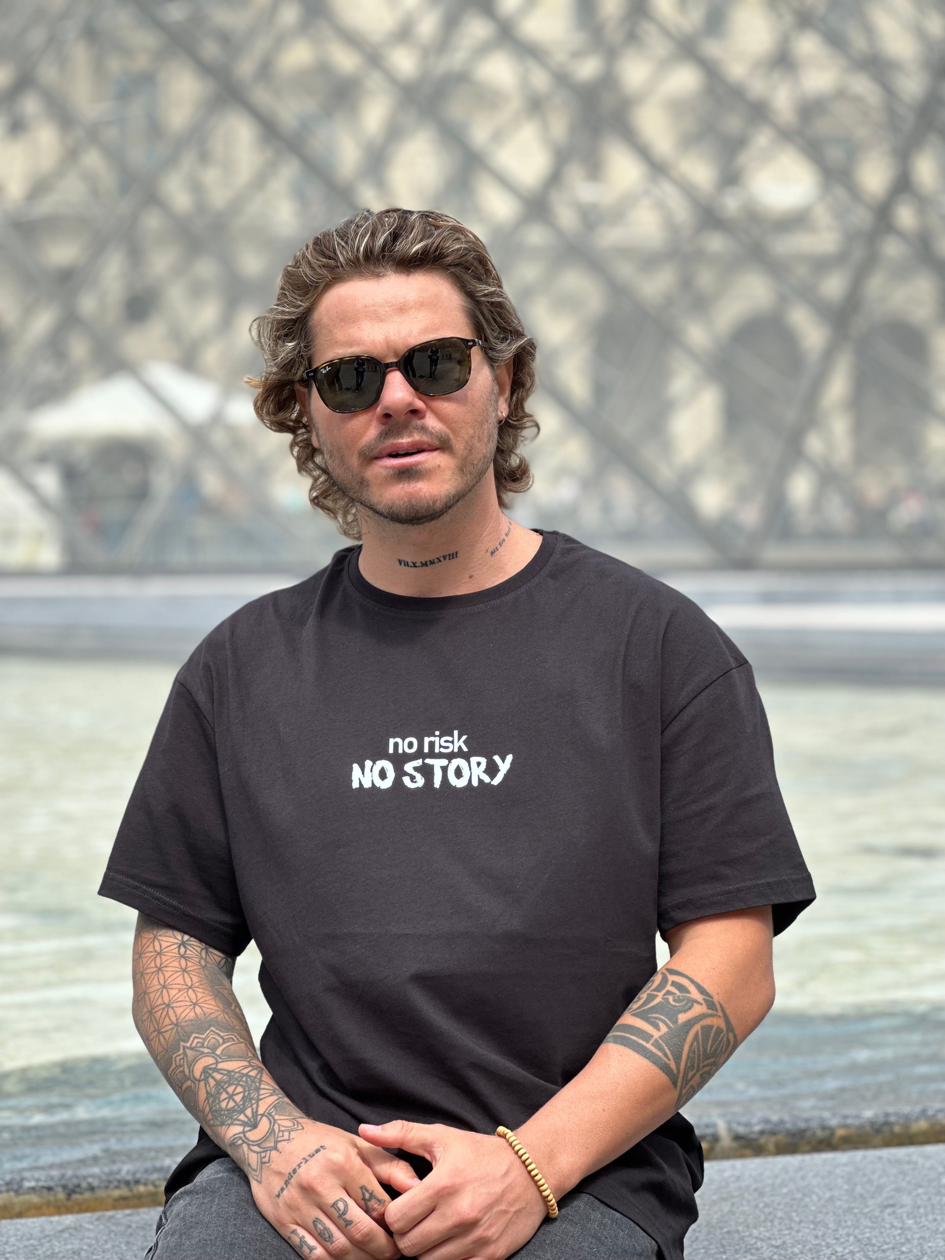 No Risk No Story - Siyah Oversize T-shirt