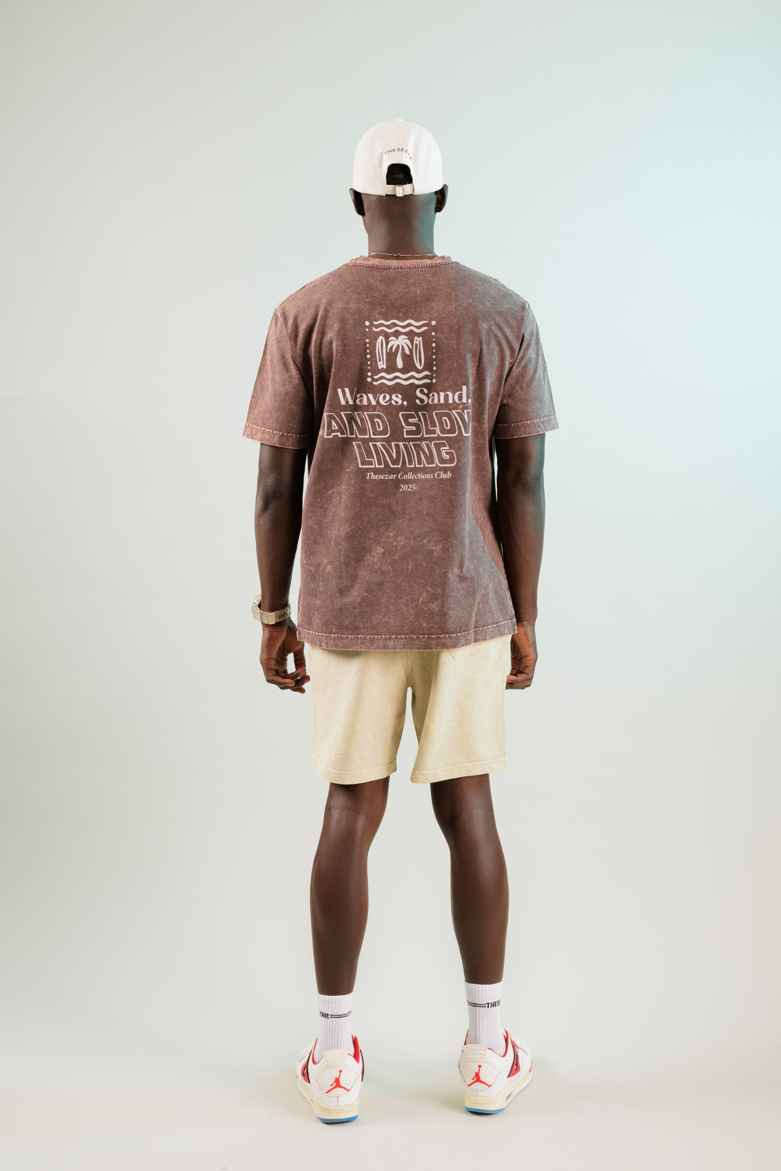 Waves and Sand Oak Coffee Yıkamalı Oversize Tshirt