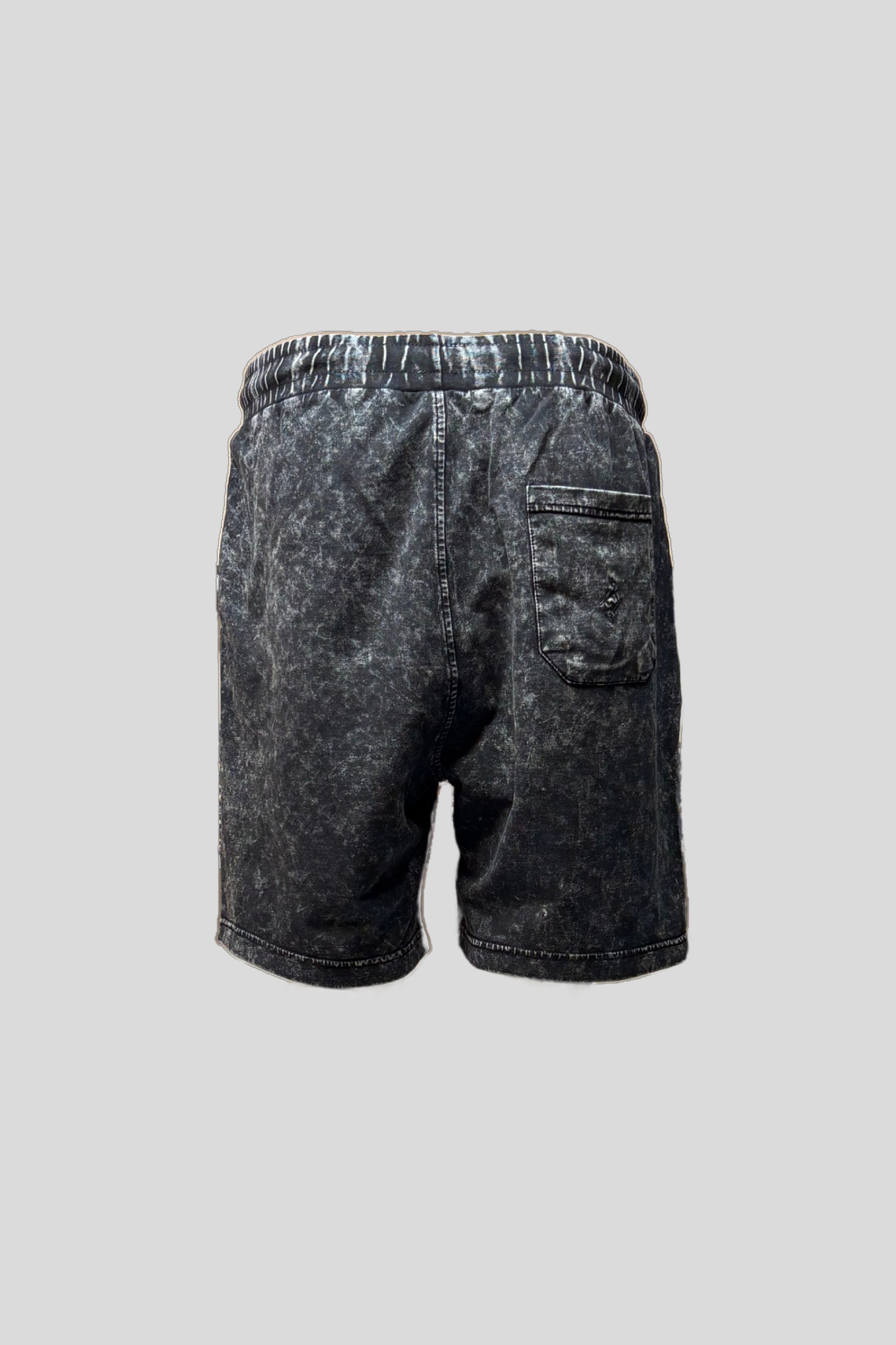 Dark Black Yıkamalı Relax Fit Şort