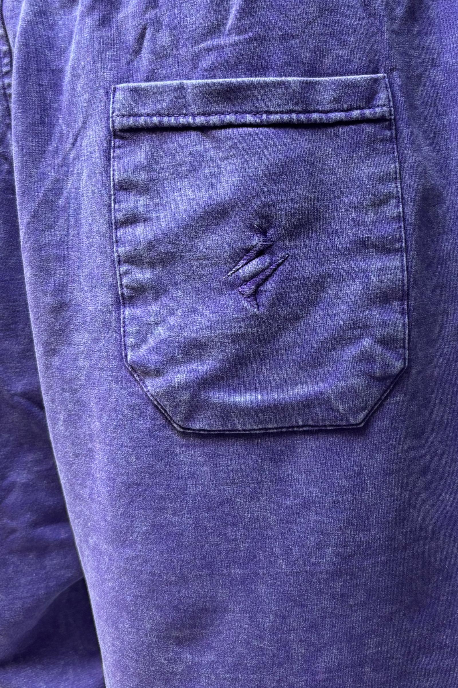 New Purple Yıkamalı Relax Fit Şort