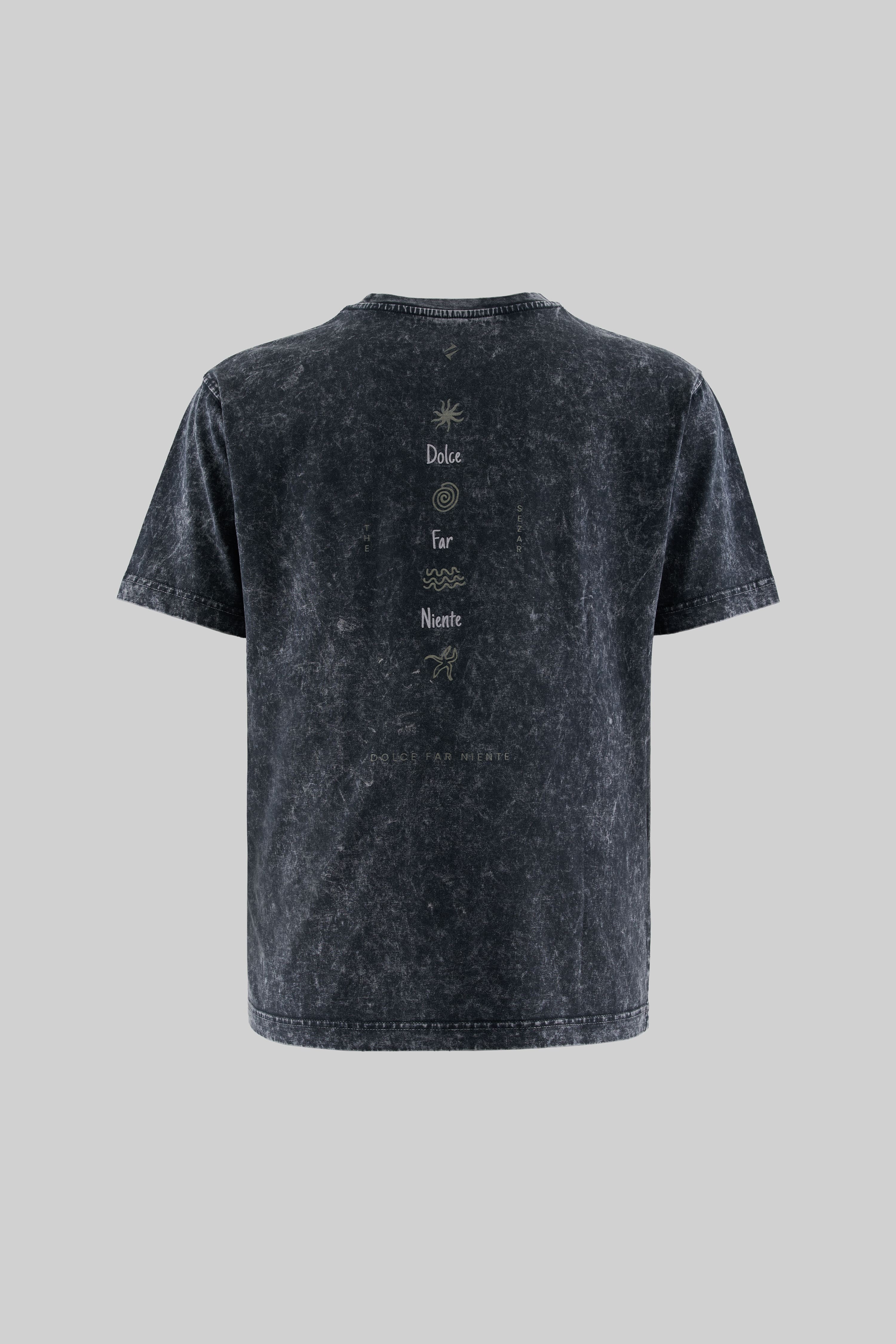 Dolce Far Niente Dark Black Yıkamalı Oversize Tshirt