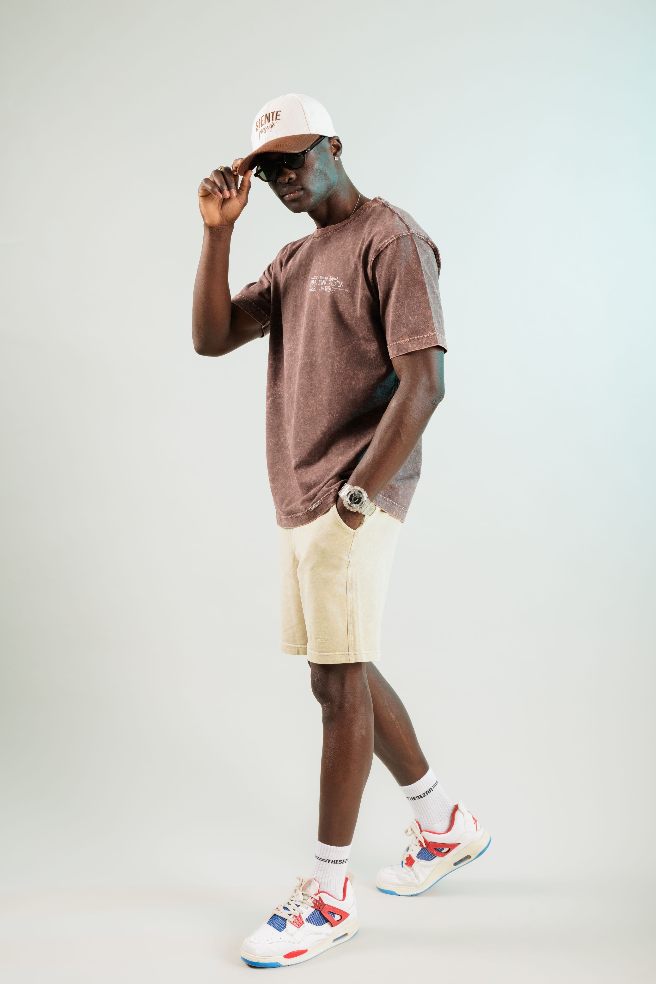 Waves and Sand Oak Coffee Yıkamalı Oversize Tshirt