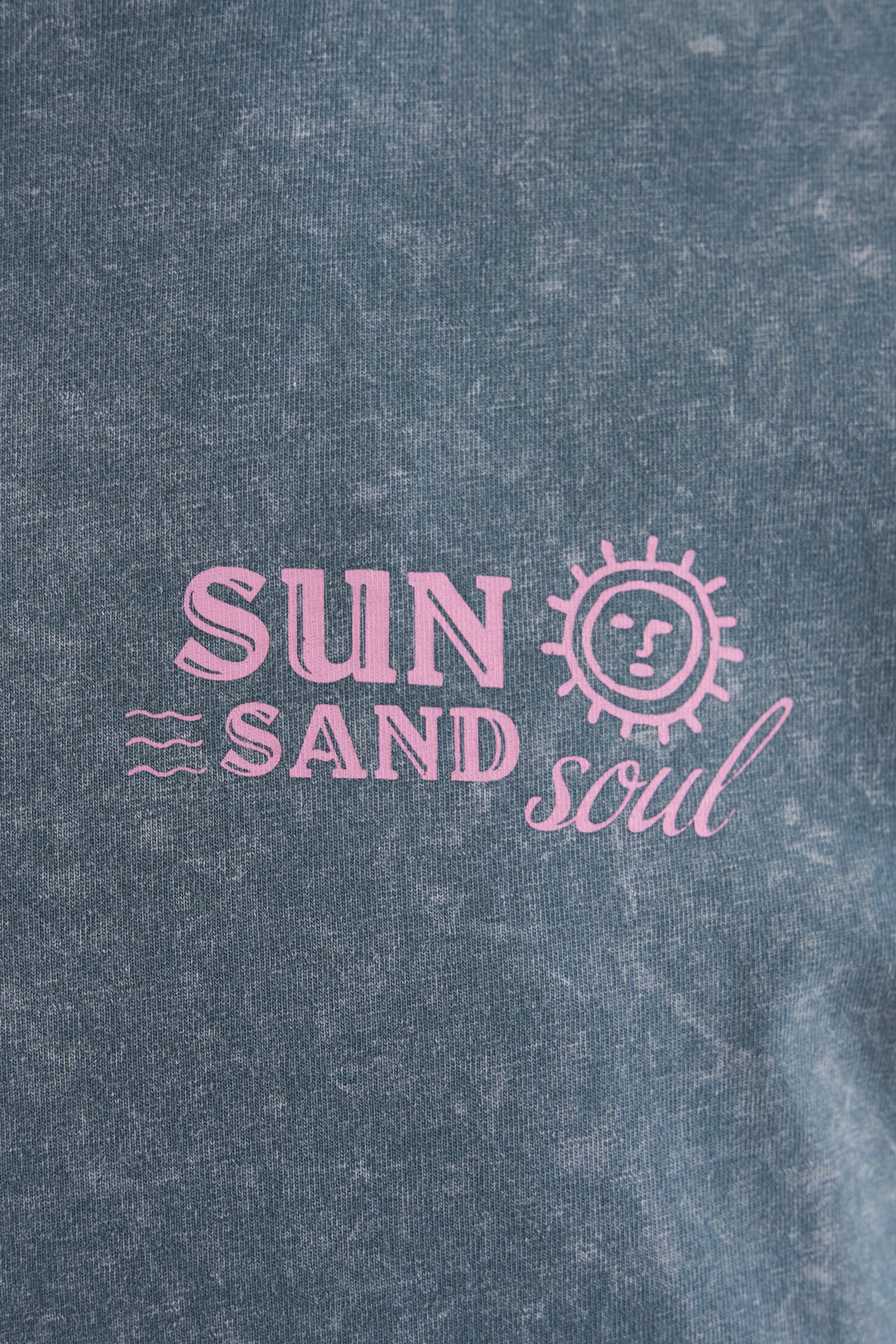 Sun Sand Soul Antrasit Yıkamalı Oversize Tshirt