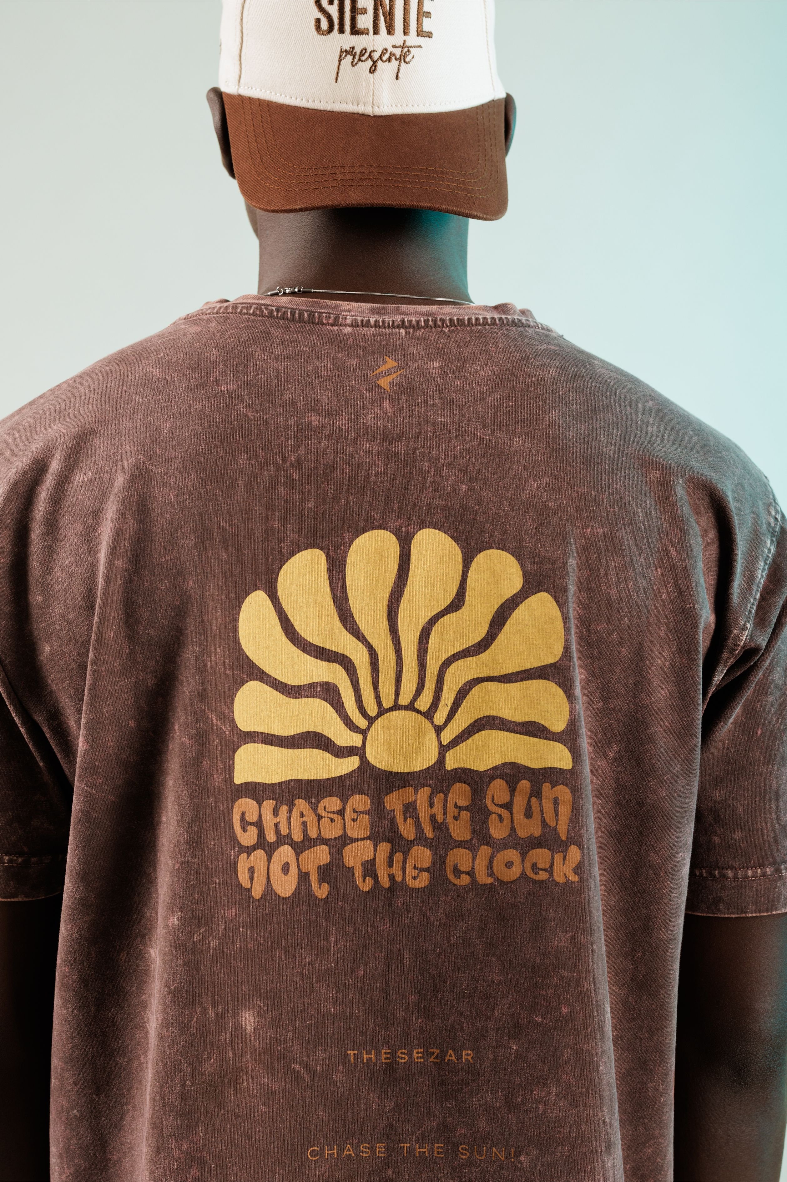 Chase The Sun Oak Coffee Yıkamalı Oversize Tshirt