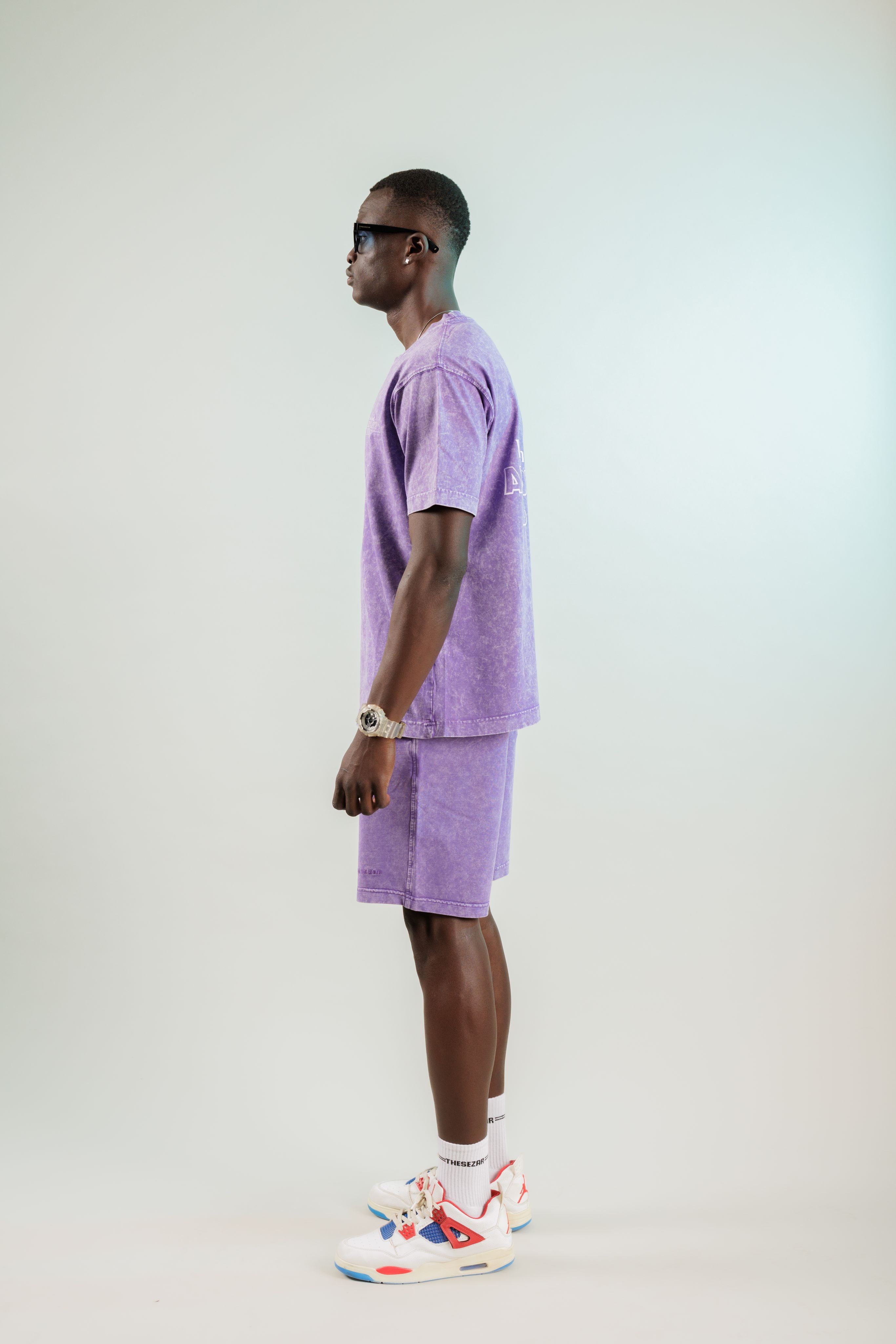 Waves and Sand New Purple Yıkamalı Oversize Tshirt