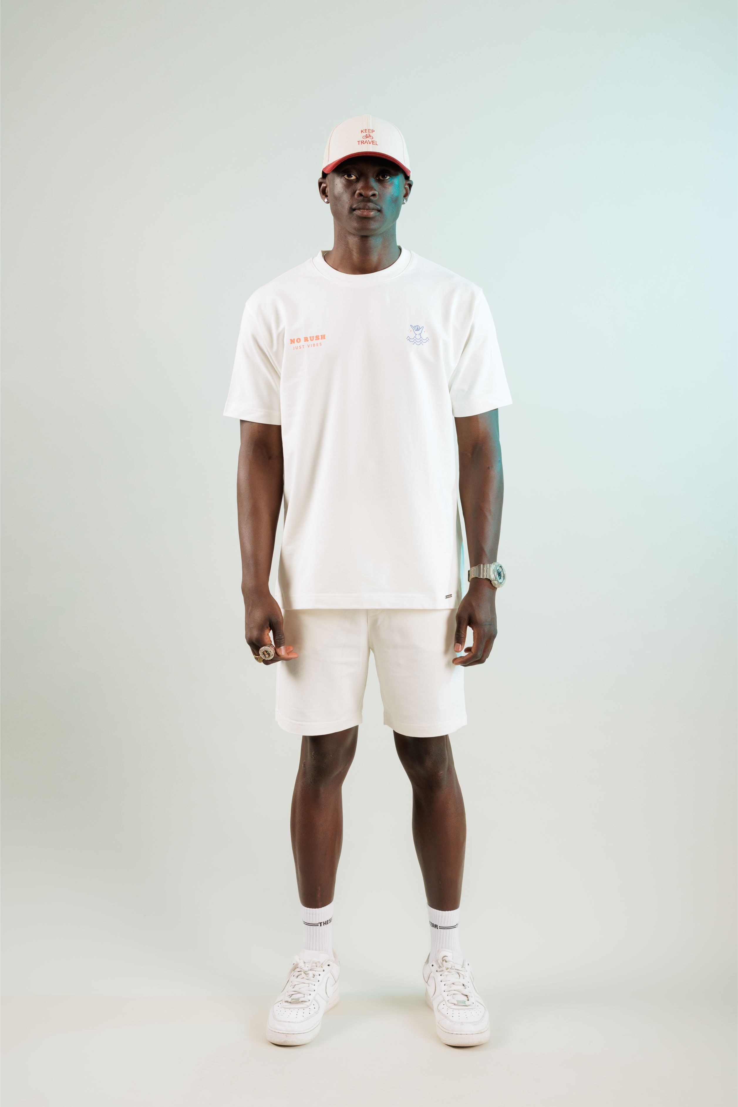 No Rush Just Vibes Ekru Oversize Tshirt